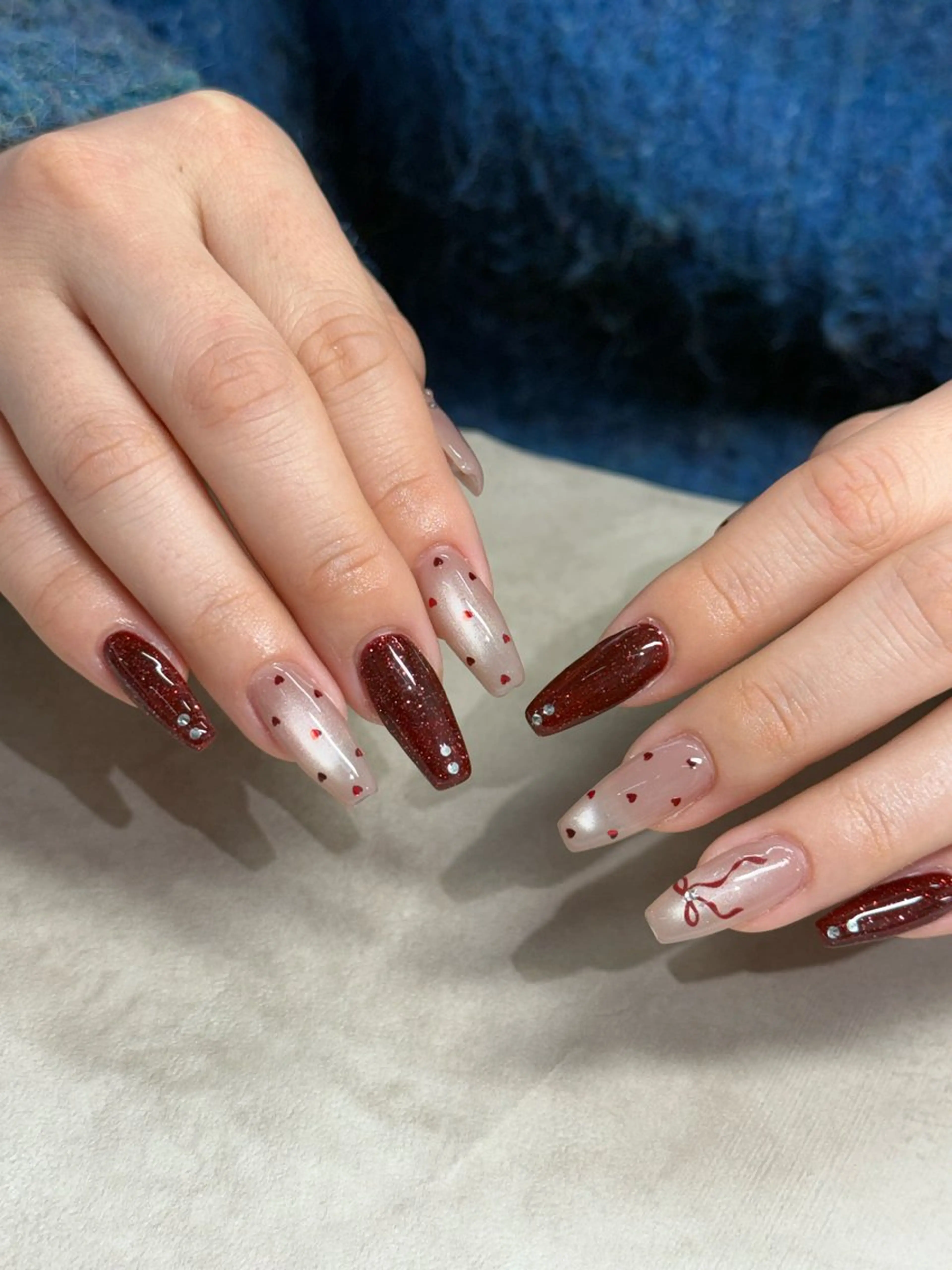 ネイル ハート ハンドネイル WOLTOKYO渋谷 yunaのネイルデザイン