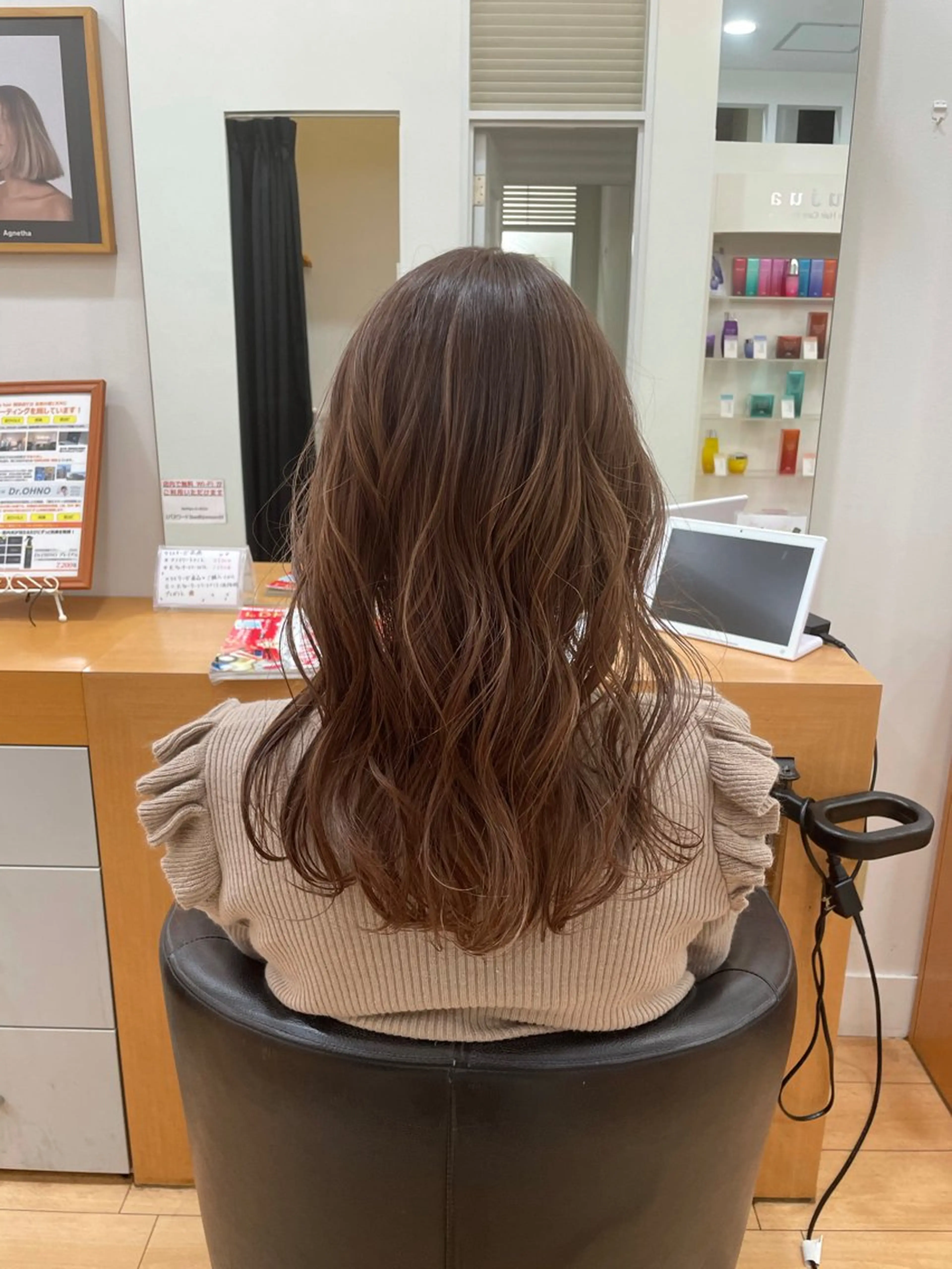 ロング カラー 縮毛矯正×髪質改善 カラー×クロスパーマのヘアスタイル