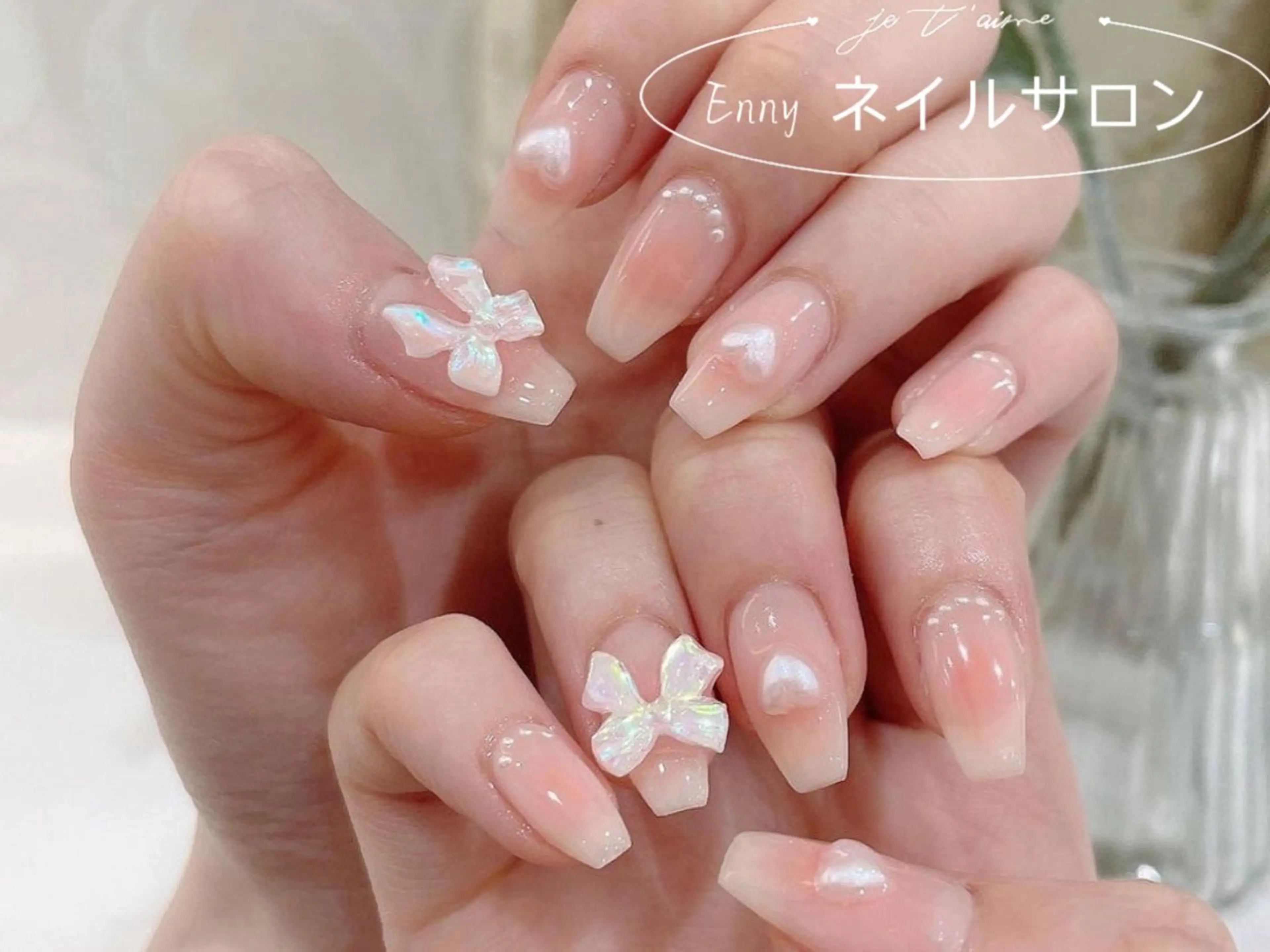 ネイル 長さ出し フットネイル フレンチネイル ジェルネイル ガラスフレンチ Enny なつのネイルデザイン