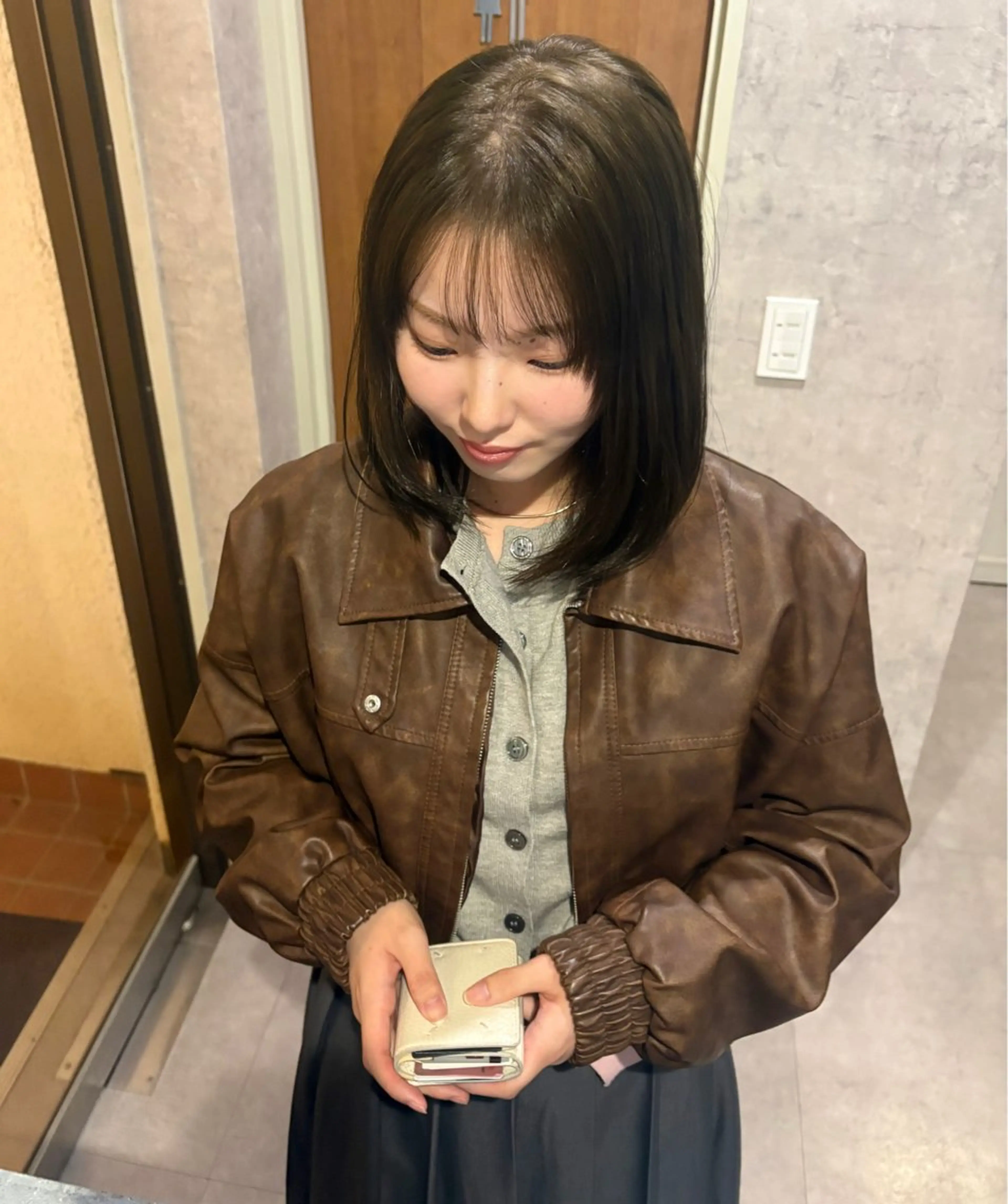 ミディアム ヘアカラー レイヤーカット/韓国 /艶髪/ダブルカラーのヘアスタイル