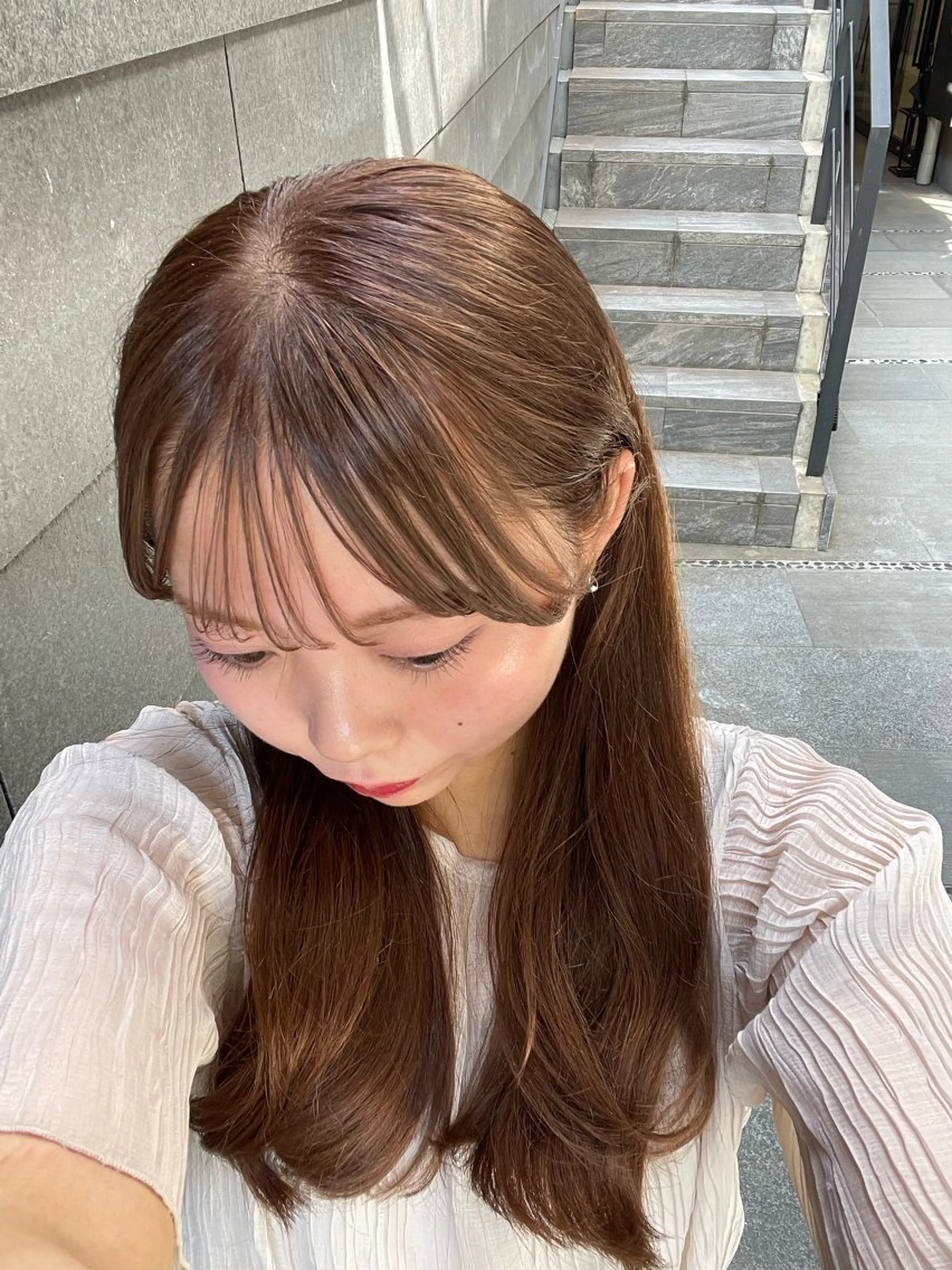 ロング カラー ベージュカラー ラベンダーカラー ラベンダーベージュ ヘアカラー トリートメント 愛莉/ラベンダー/ ベージュ/ブラウンのヘアスタイル