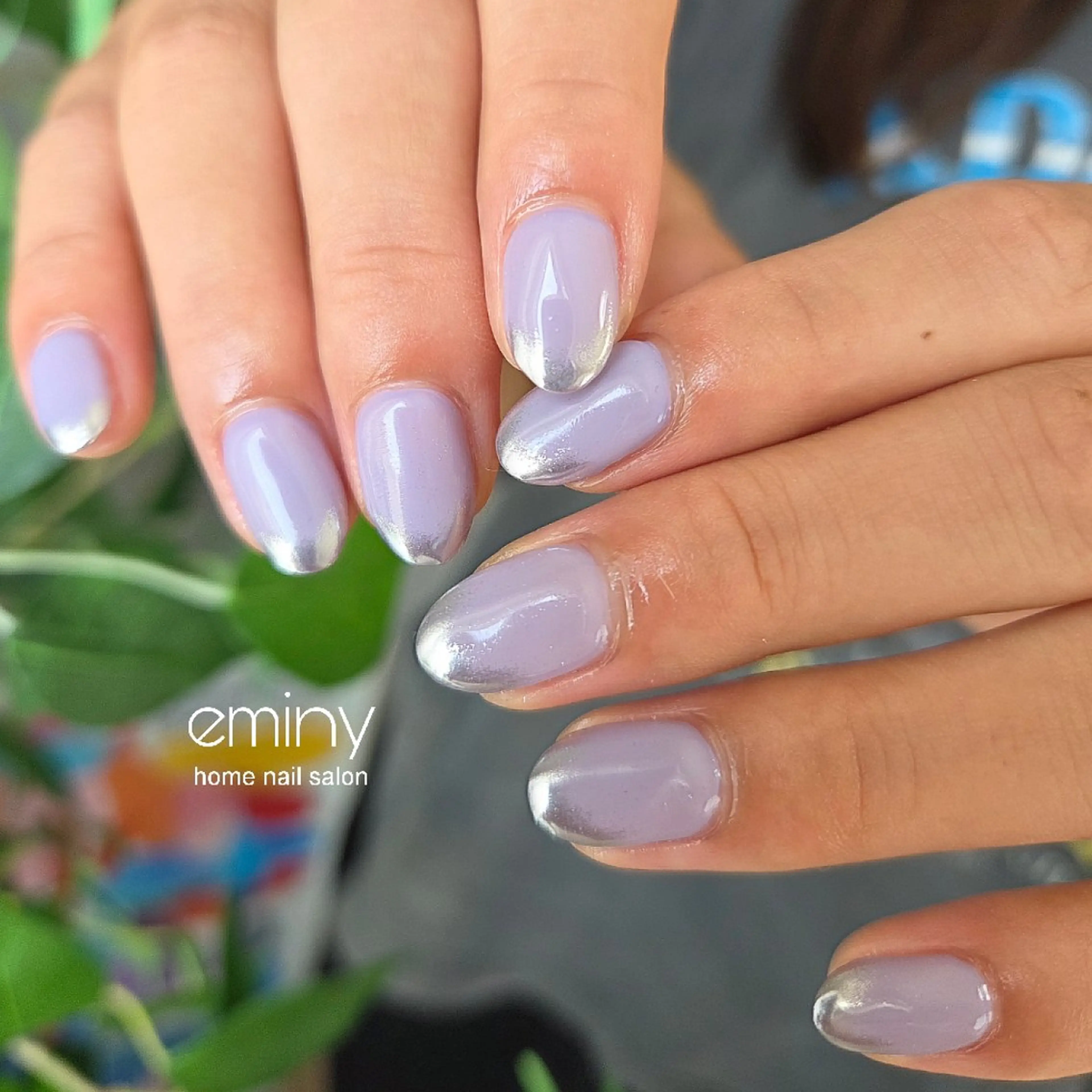 ネイル ジェルネイル グラデーション キラキラネイル ミラーネイル パープル ハンドネイル nail salon  eminyのネイルデザイン