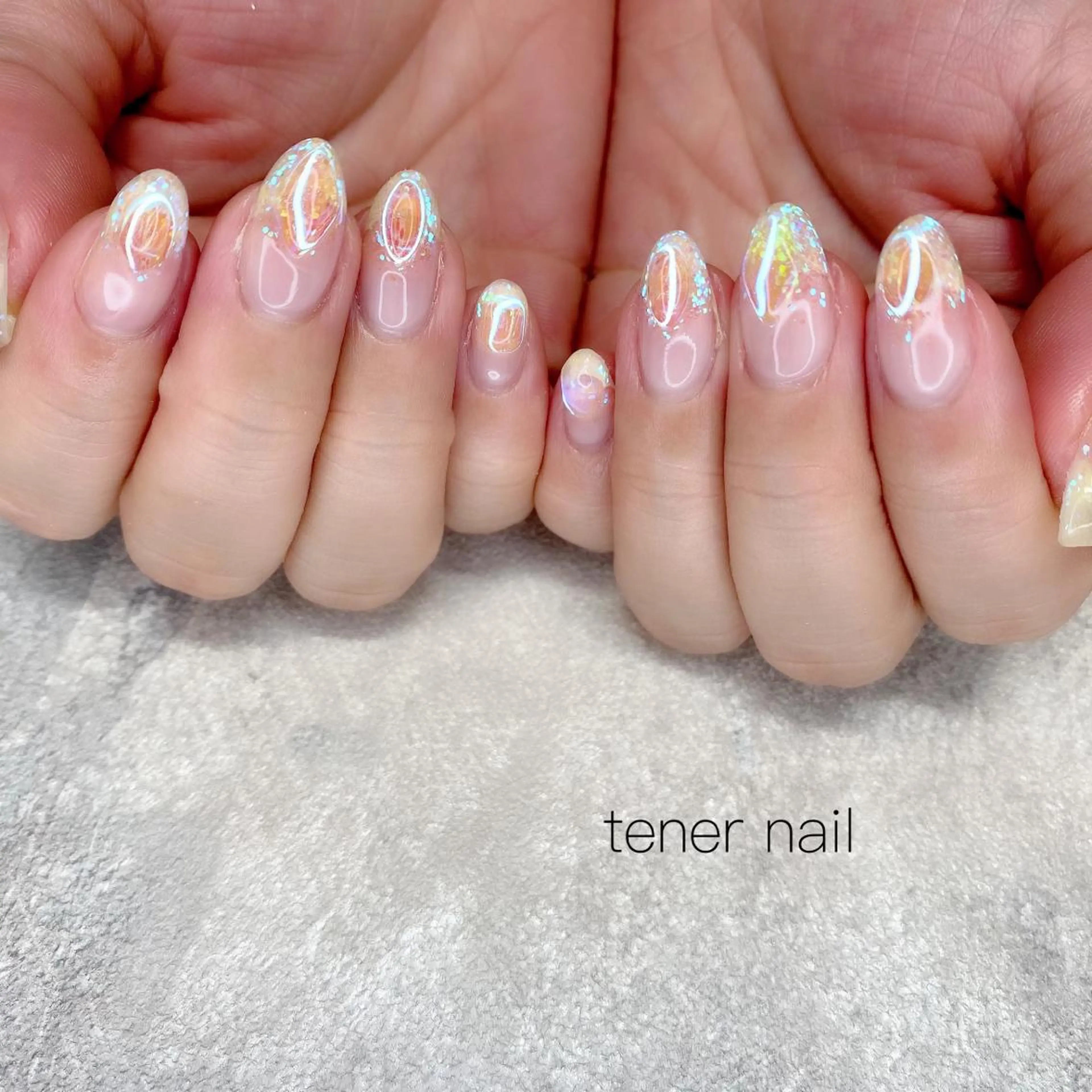 ネイル オーロラネイル 韓国ネイル ストーンネイル tener  nail  テネルネイル所属・テネルネイル tener nailのネイルデザイン