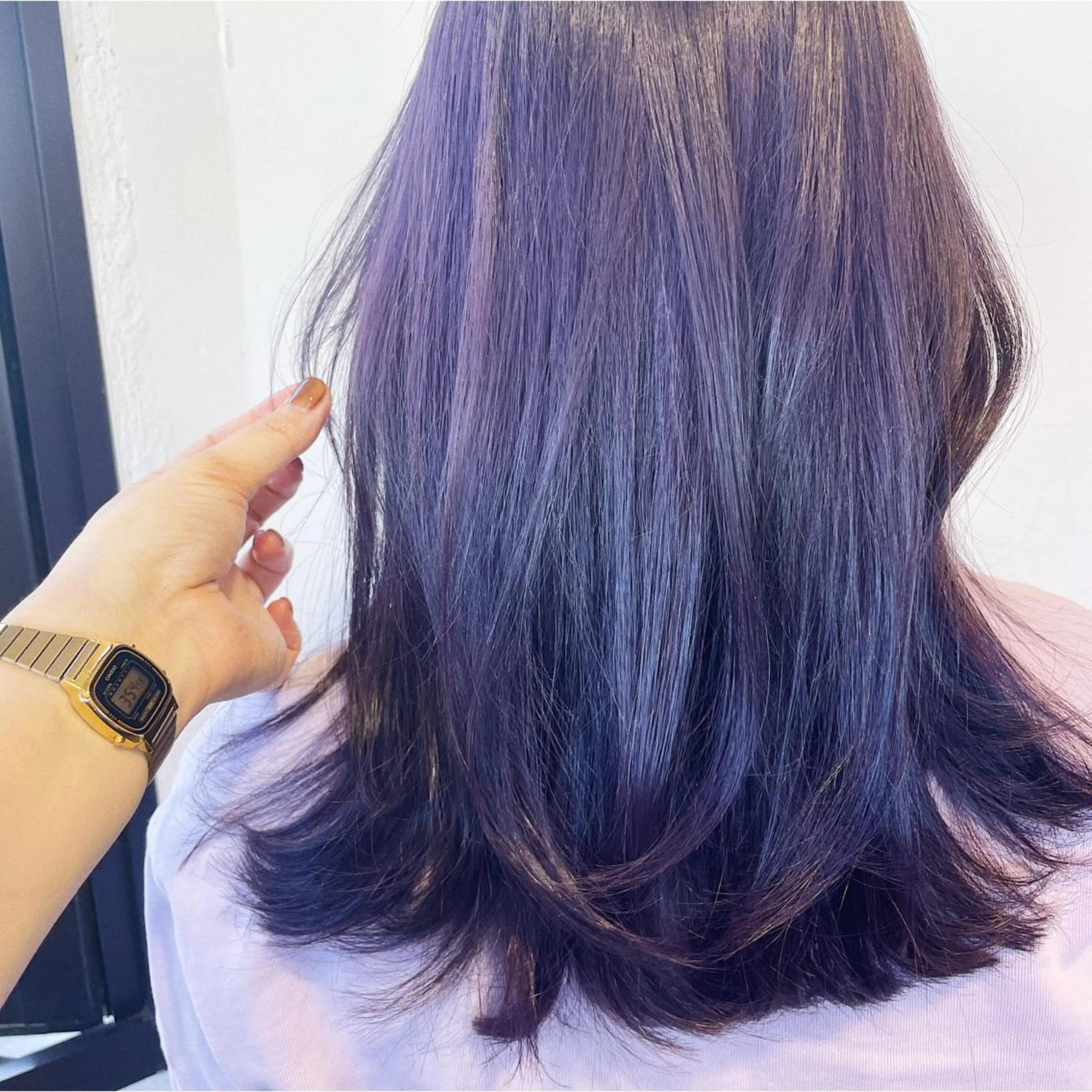 セミロング カラー ダブルカラー イルミナカラー ラベンダーカラー 似合わせヘア🤍 面田法子のヘアスタイル