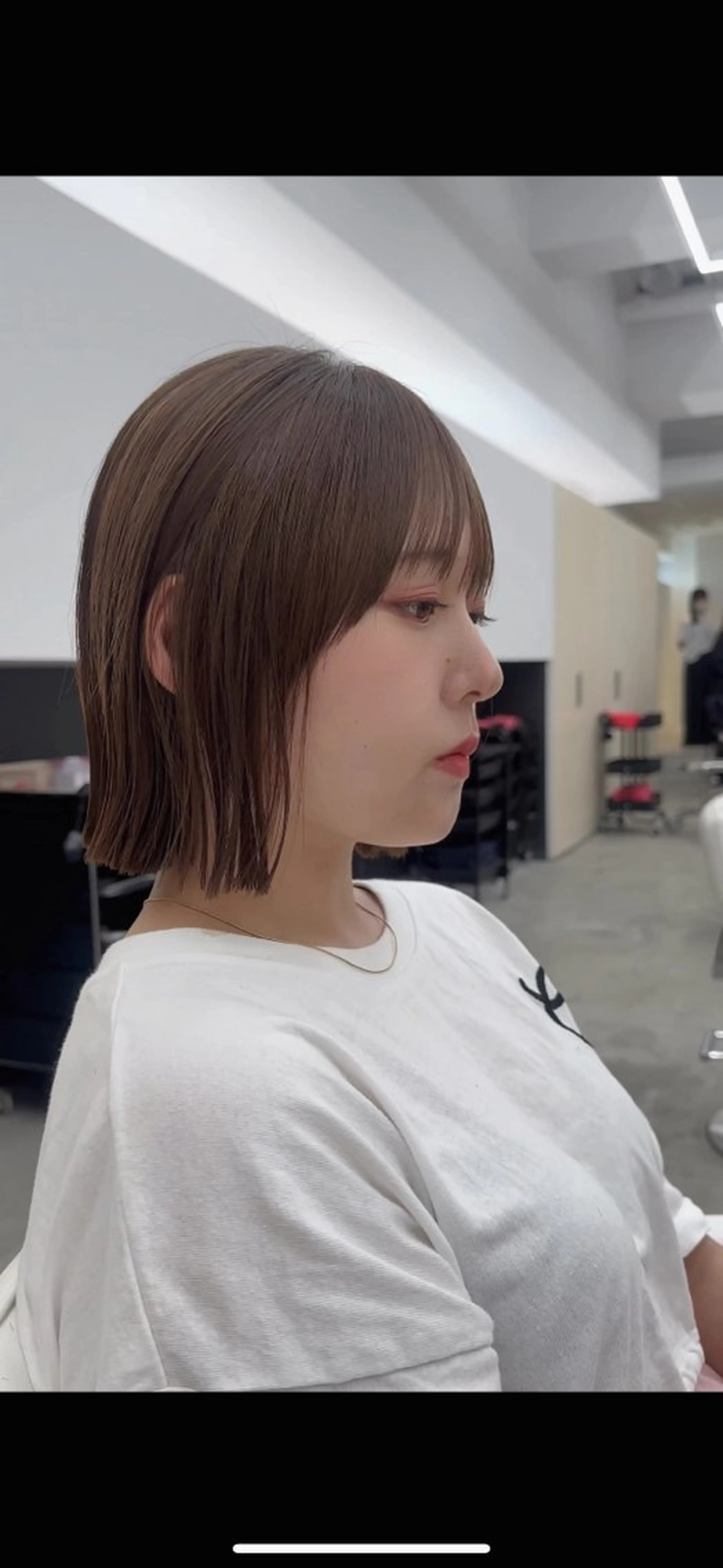 ミディアム 切りっぱなしボブ ボブ 外ハネヘア MAEUL NAGOYA所属・レイヤーボブ/名駅/ くびれボブ/縮毛矯正のヘアスタイル