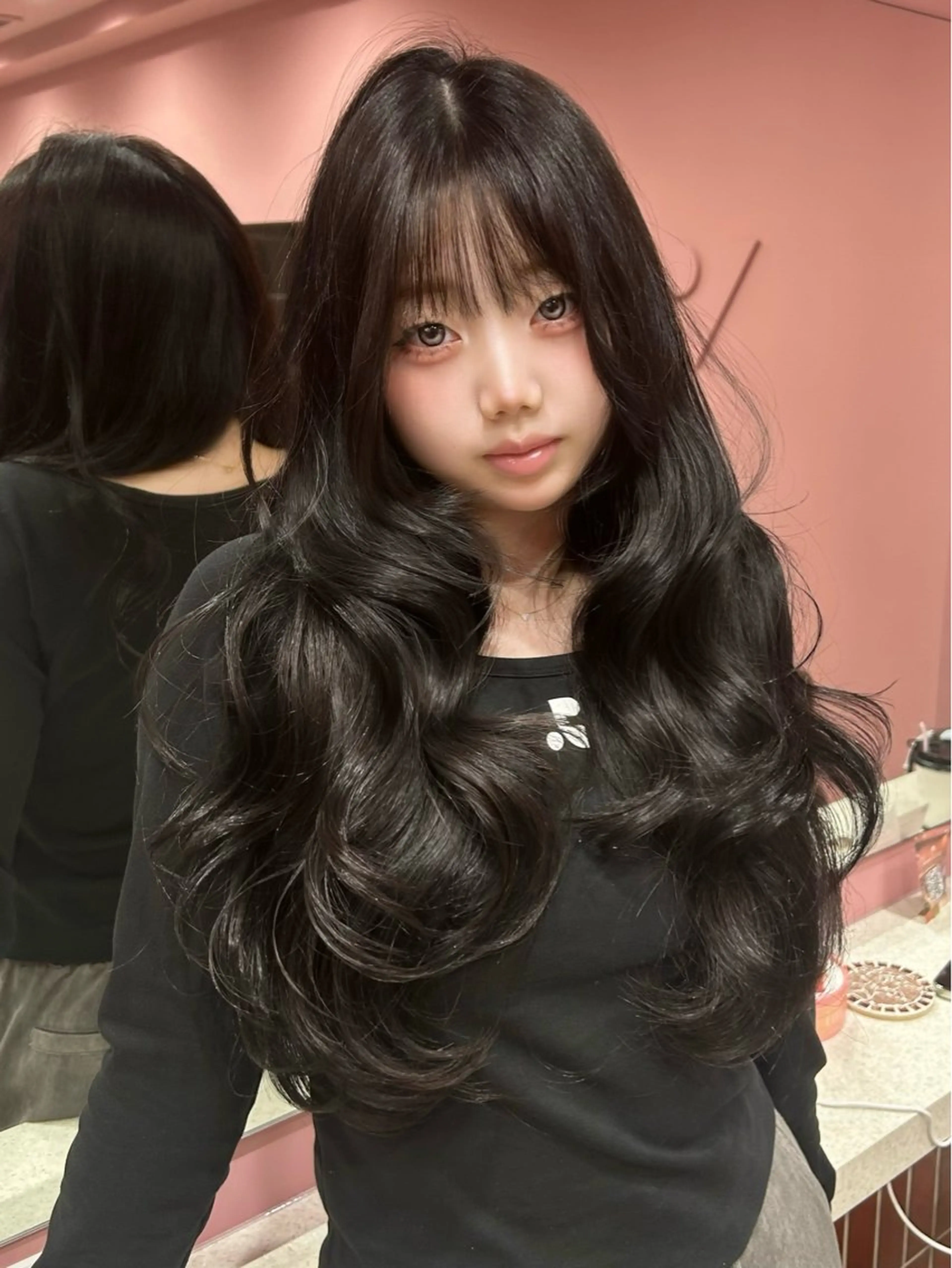 ロング カラー 黒髪 ブルーカラー ケアカラー ラベンダーカラー 小顔カット カット ヘアカラー トリートメント 原宿／ワンホンヘア SAAYA🖤のヘアスタイル