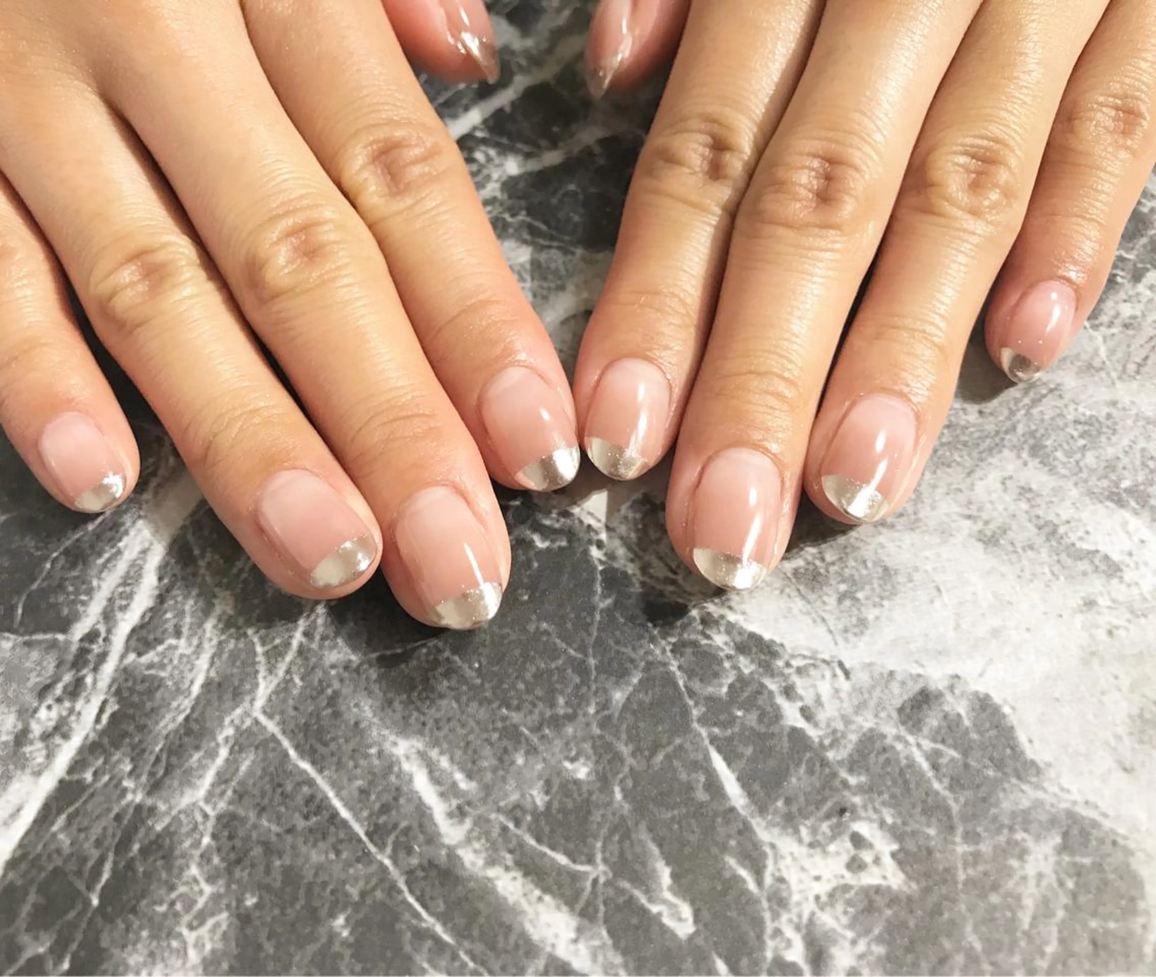 ネイル フットネイル フレンチネイル ミラーネイル ニュアンスネイル シンプルネイル ネイル フフラ所属・nail fufla ♡yamane♡のネイルデザイン