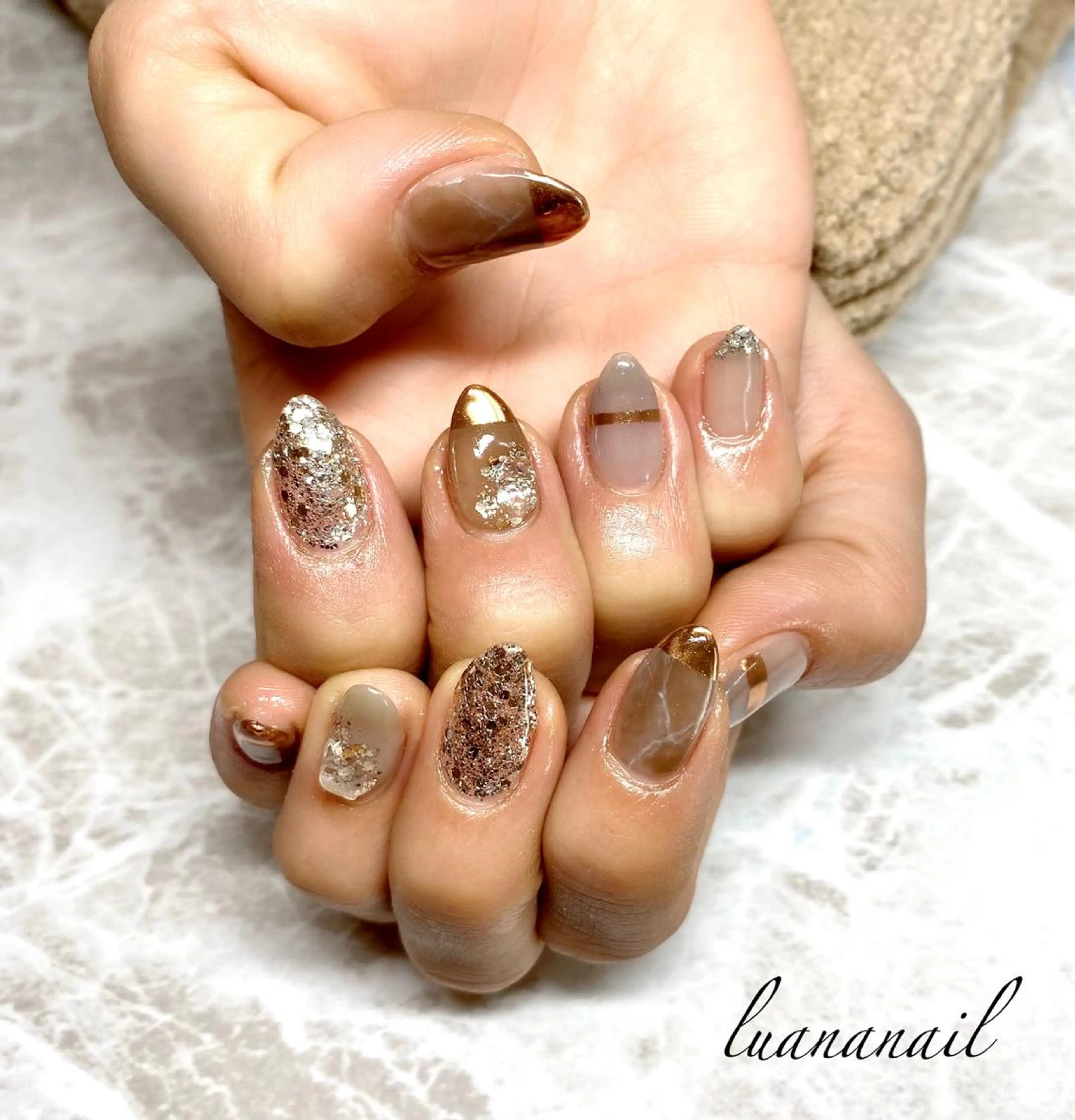 ネイル アートネイル ミラーネイル ニュアンスネイル luana nailのネイルデザイン