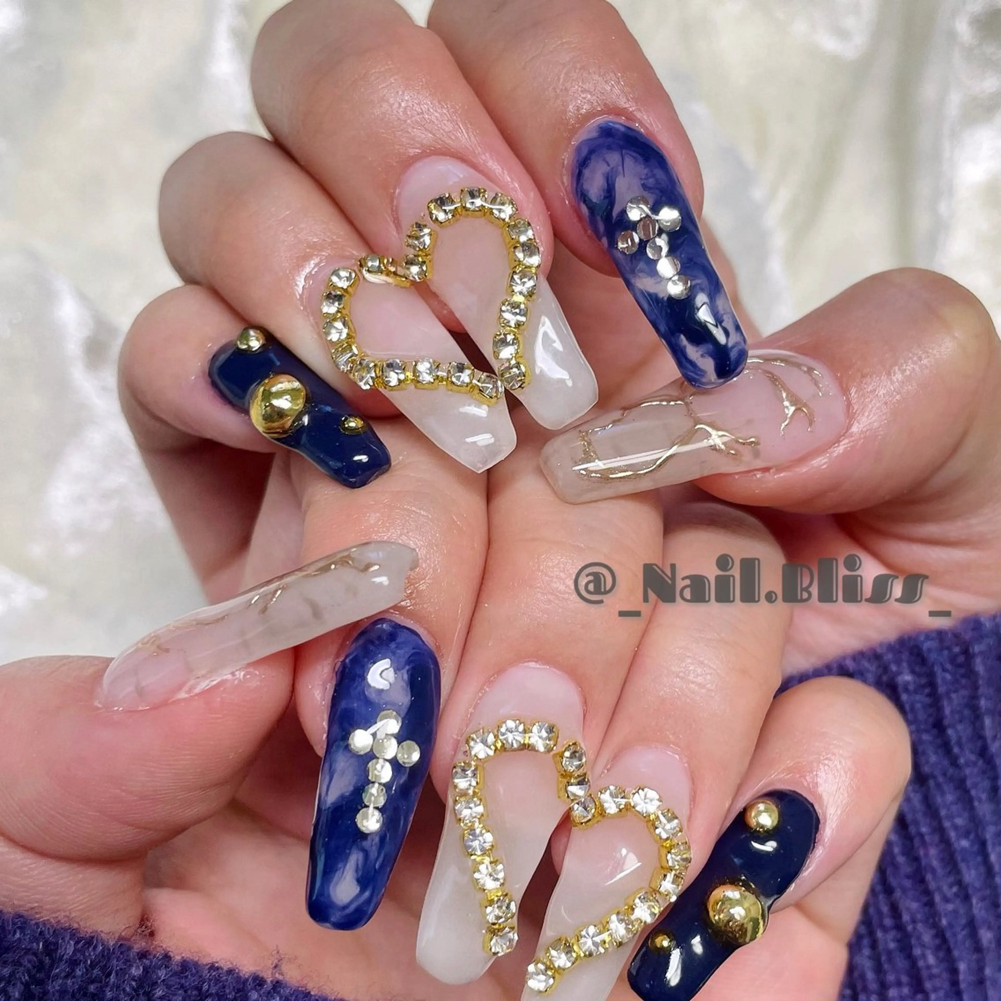 ネイル ハート 持ち込み ハンドネイル NAIL BLISSのネイルデザイン