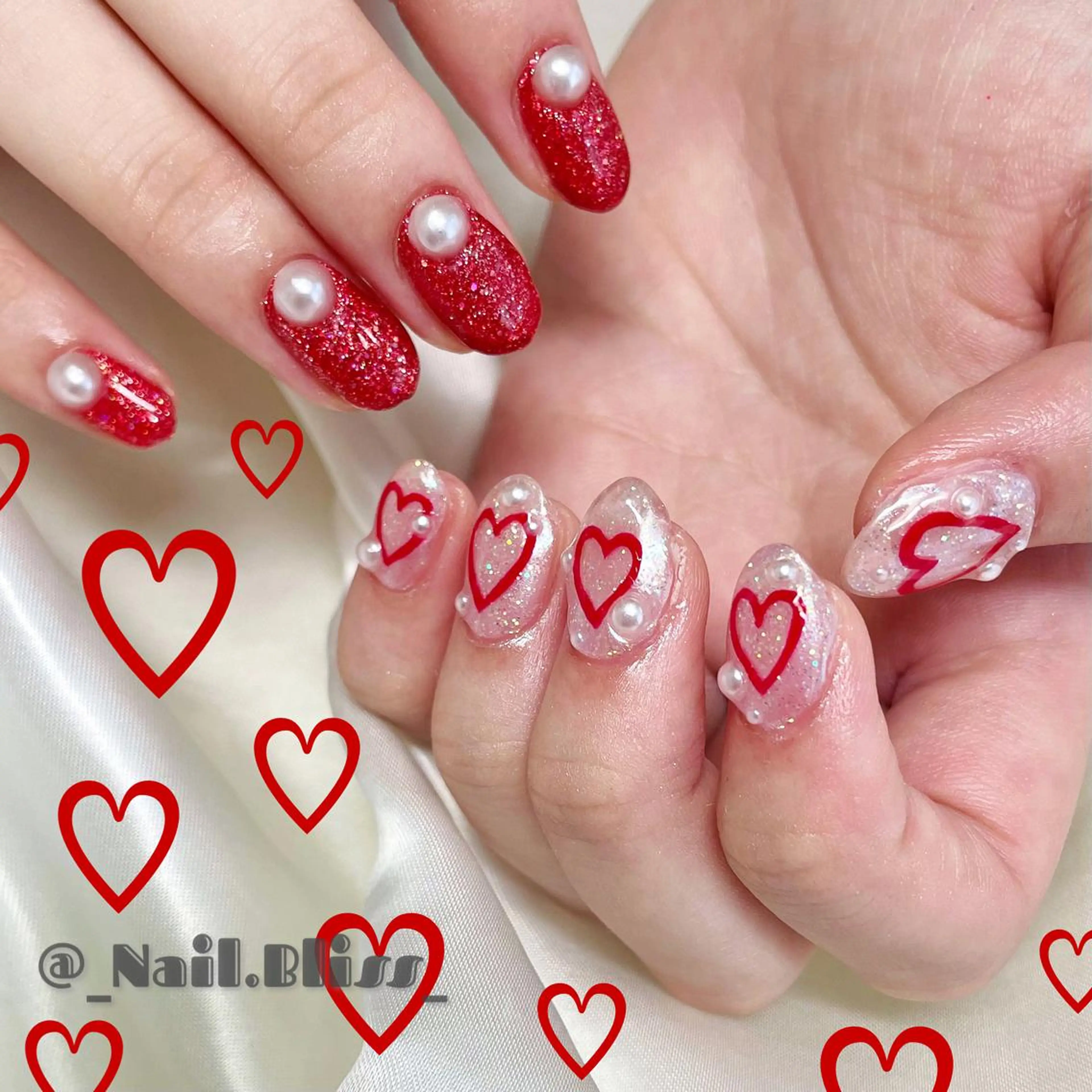 ネイル ハート ハンドネイル NAIL BLISSのネイルデザイン