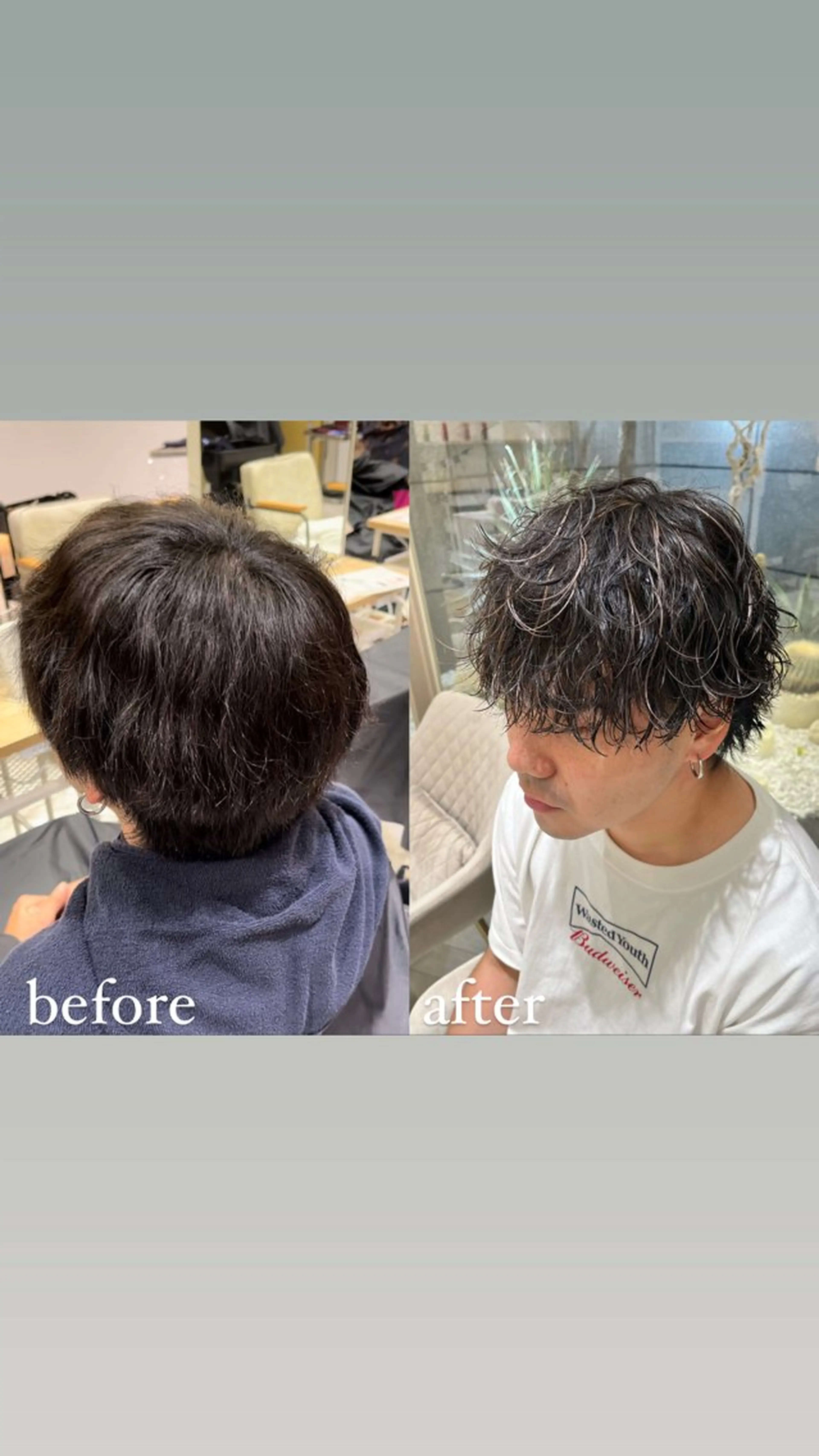 ショート カラー パーマ メンズ メンズハイライト メンズメッシュ メンズパーマ 波巻きパーマ ハイライトカラー 🥇メンズパーマ /縮毛矯正/木村神心のヘアスタイル