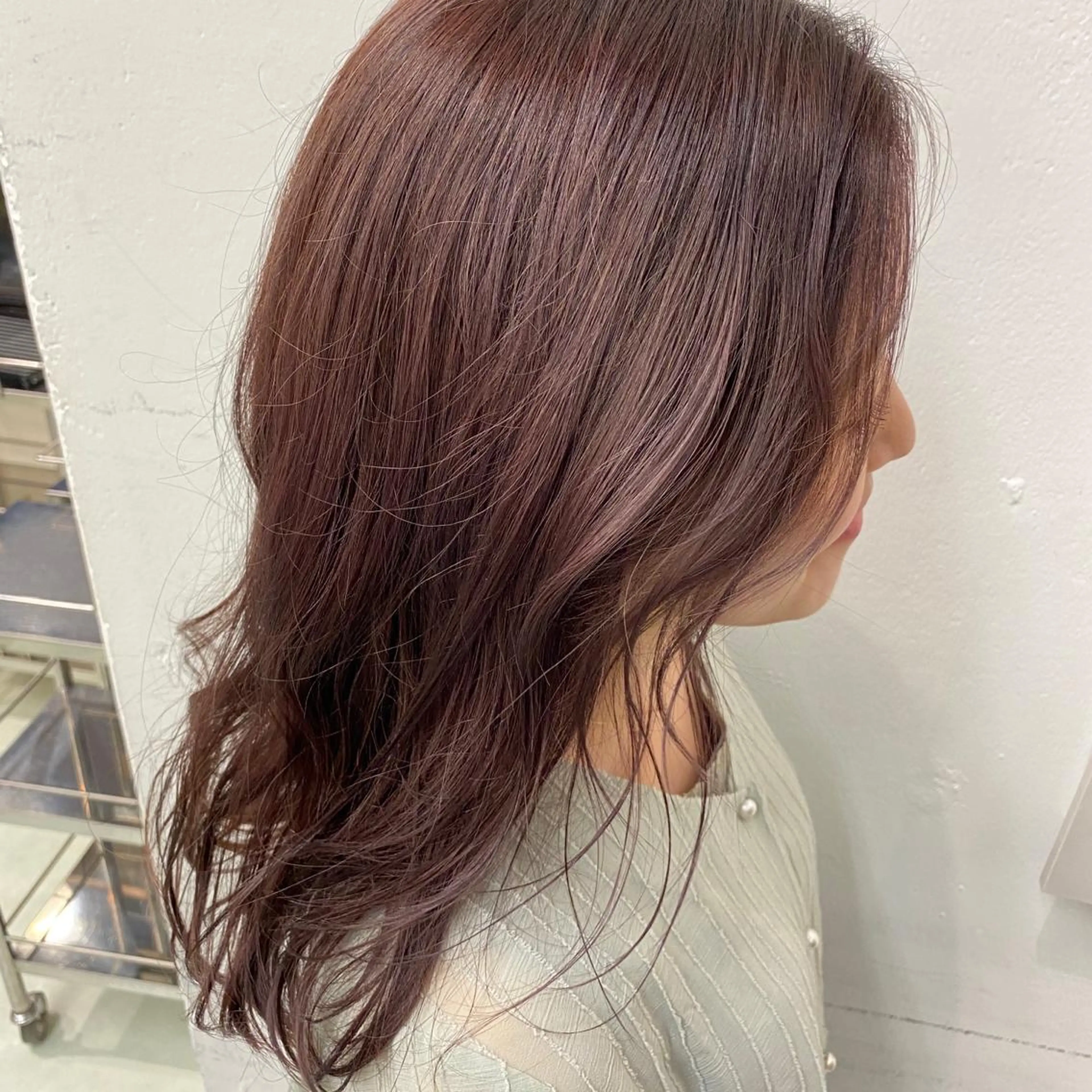 セミロング カラー パープルカラー クロスパーマ🥇韓国 ヘア🇰🇷濵田航希のヘアスタイル