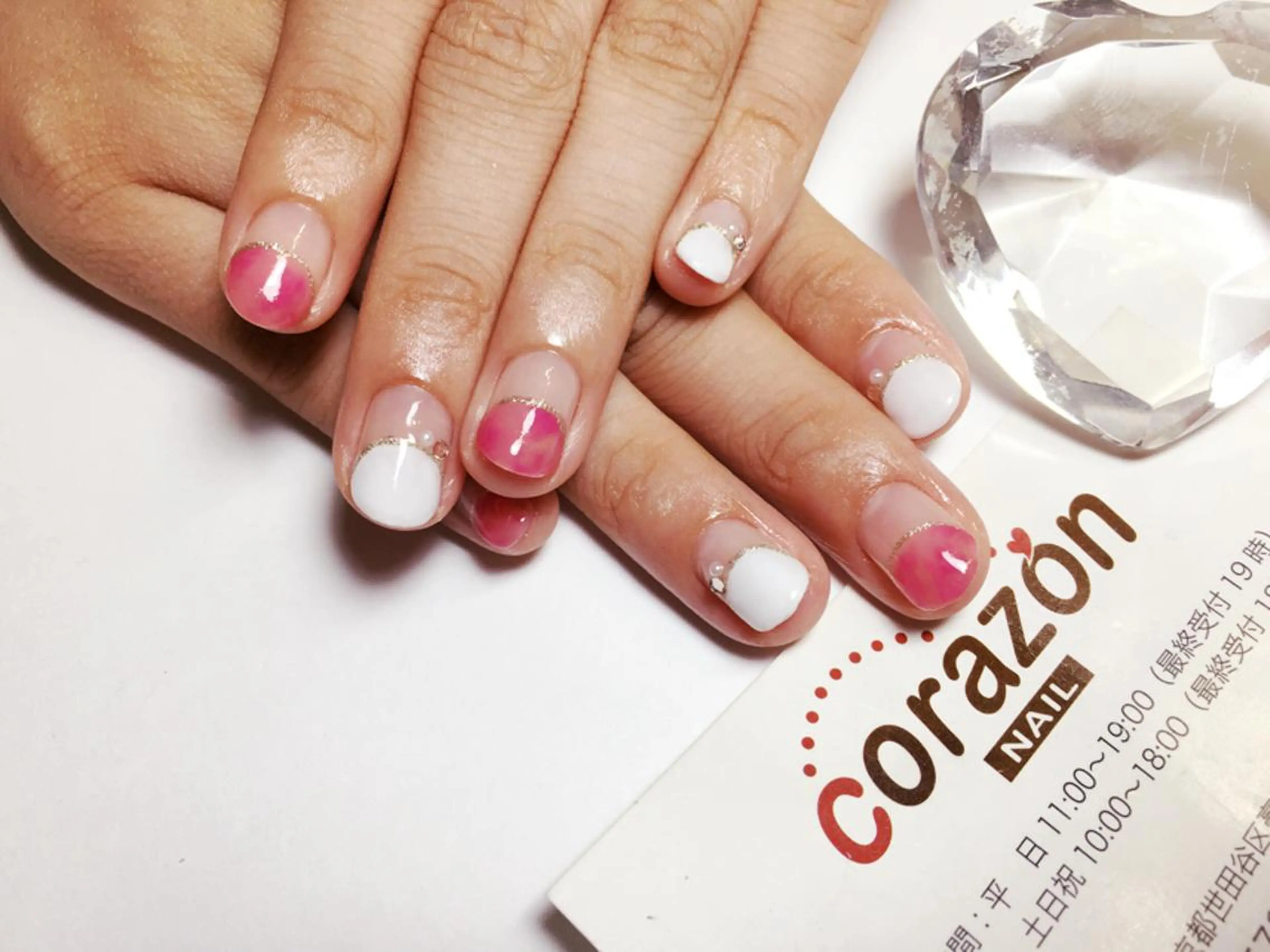 ネイル べっ甲ネイル ピンク corazon所属・ネイリスト aicoのネイルデザイン