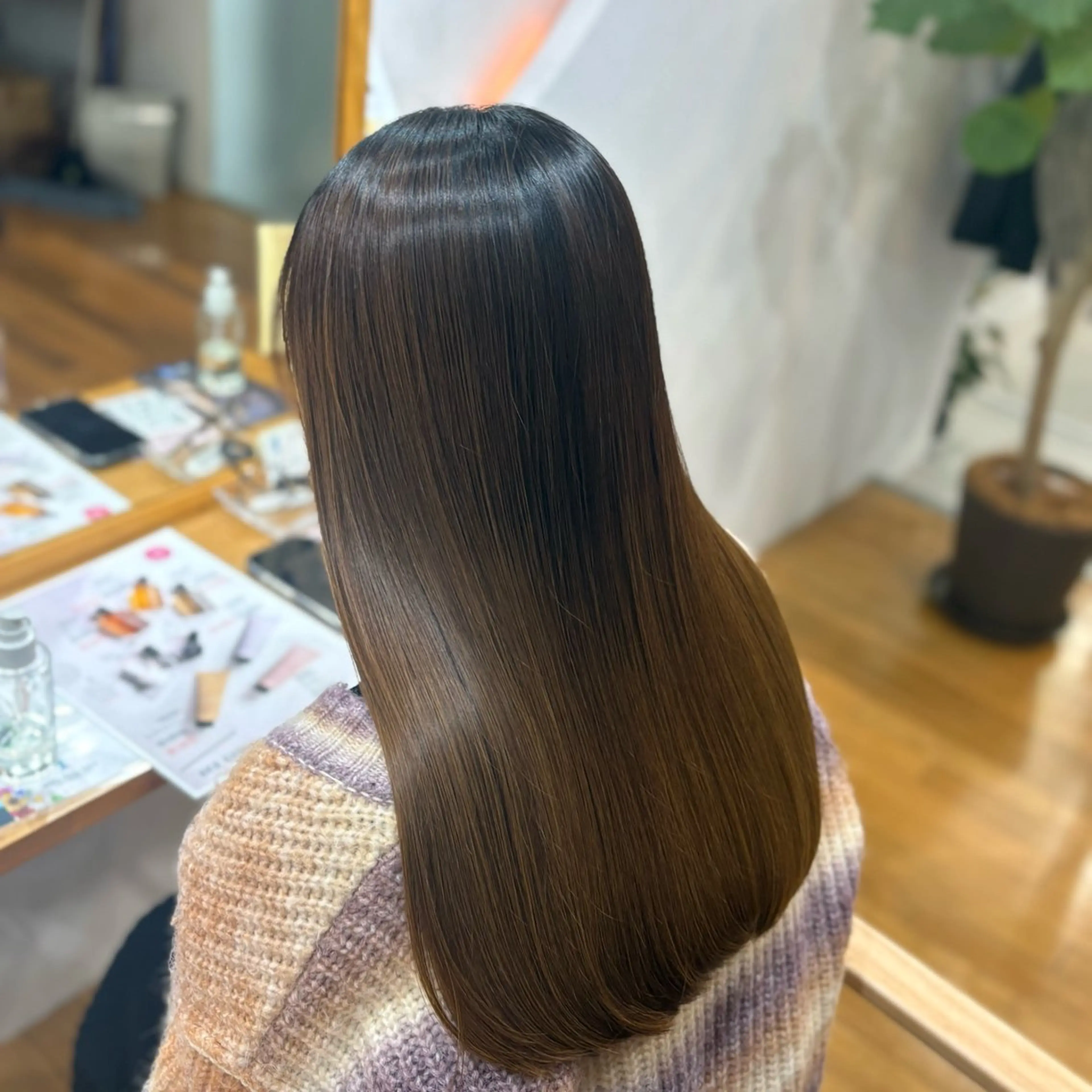 ロング 顔周りカット 髪質改善 トリートメント カット 縮毛矯正 トリートメント 3tuba Asumiのヘアスタイル