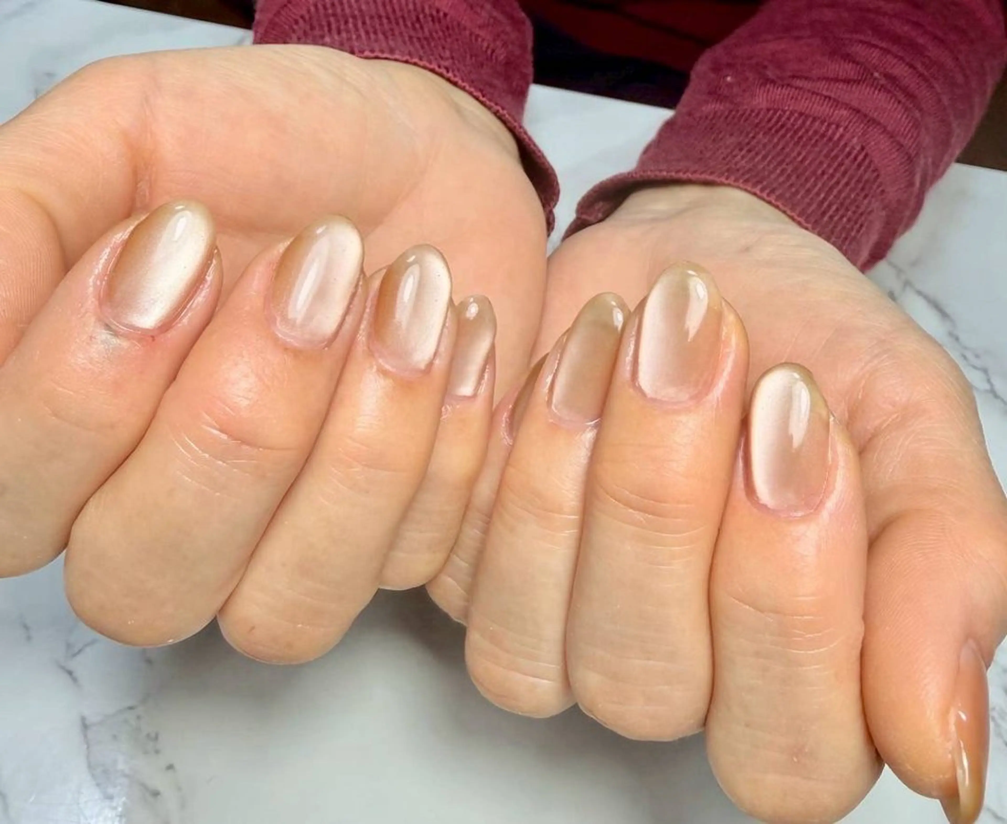 ネイル アートネイル チークネイル フラッシュネイル フラッシュマグ フレンチネイル M.N_ nailのネイルデザイン