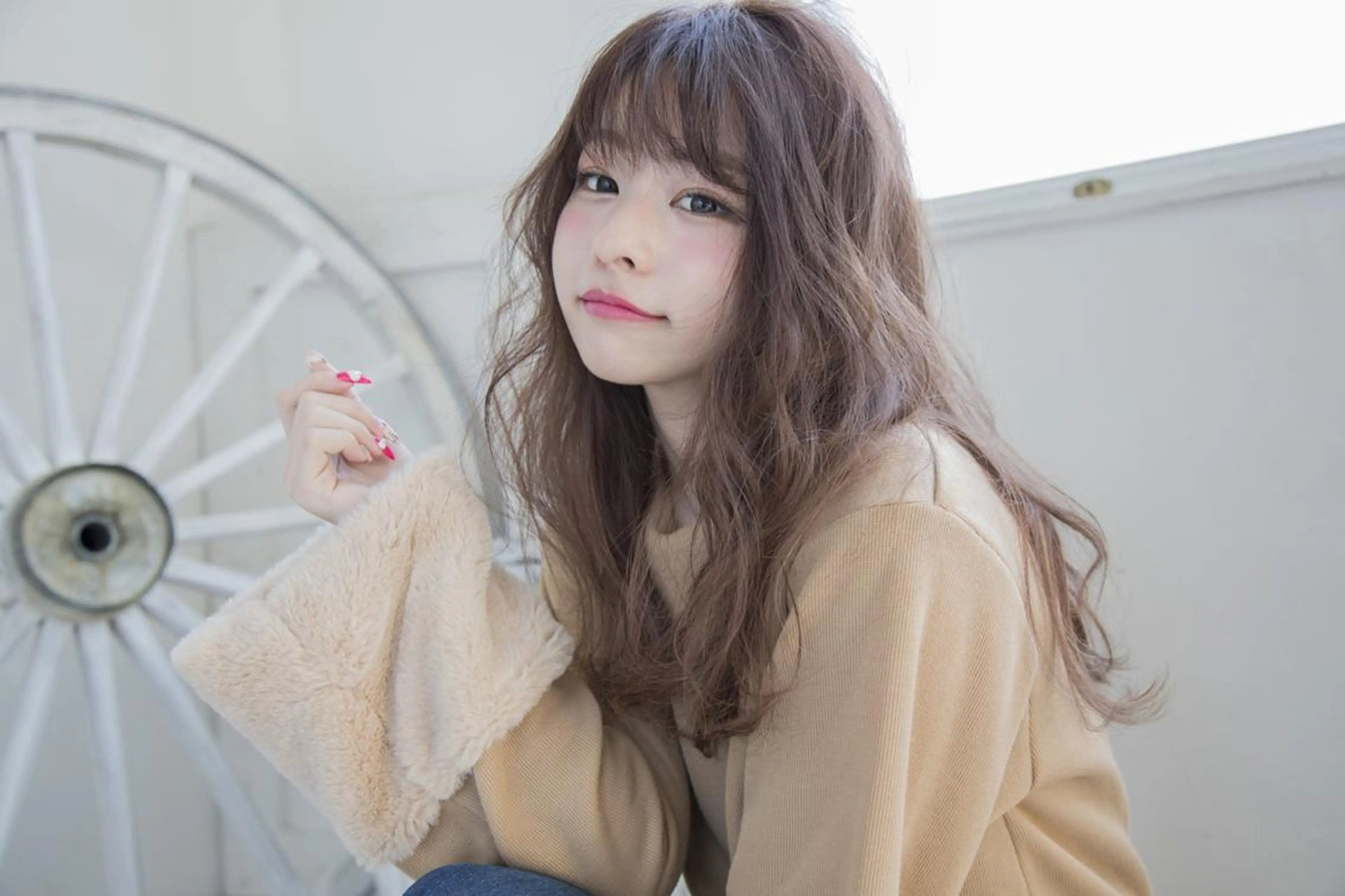 セミロング カラー パーマ 透明感カラー 小顔カット ✨hair make flencia✂️✨のヘアスタイル