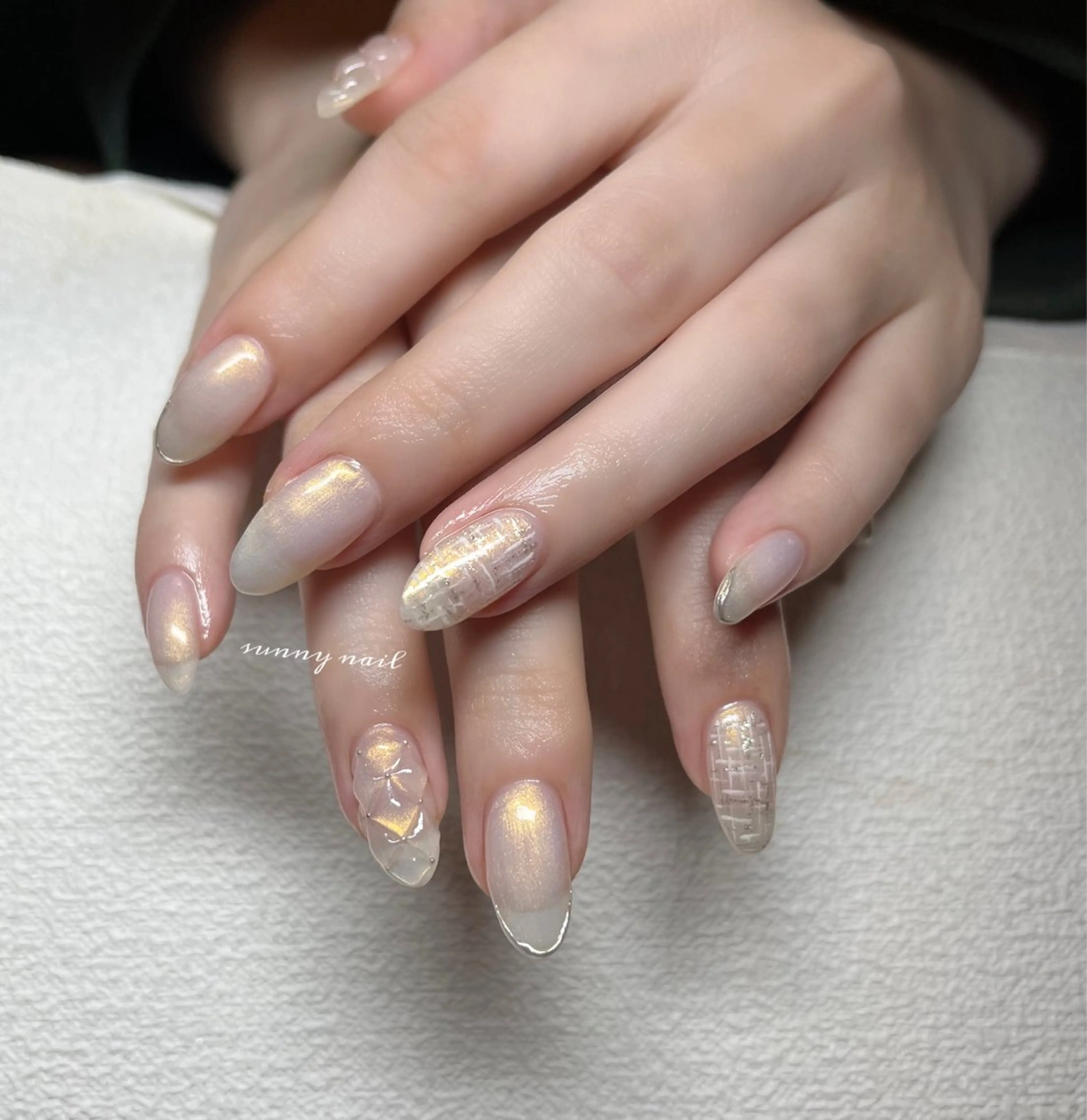 ネイル フレンチネイル ジェルネイル ミラーネイル パラジェル ツイードネイル sunny nailのネイルデザイン