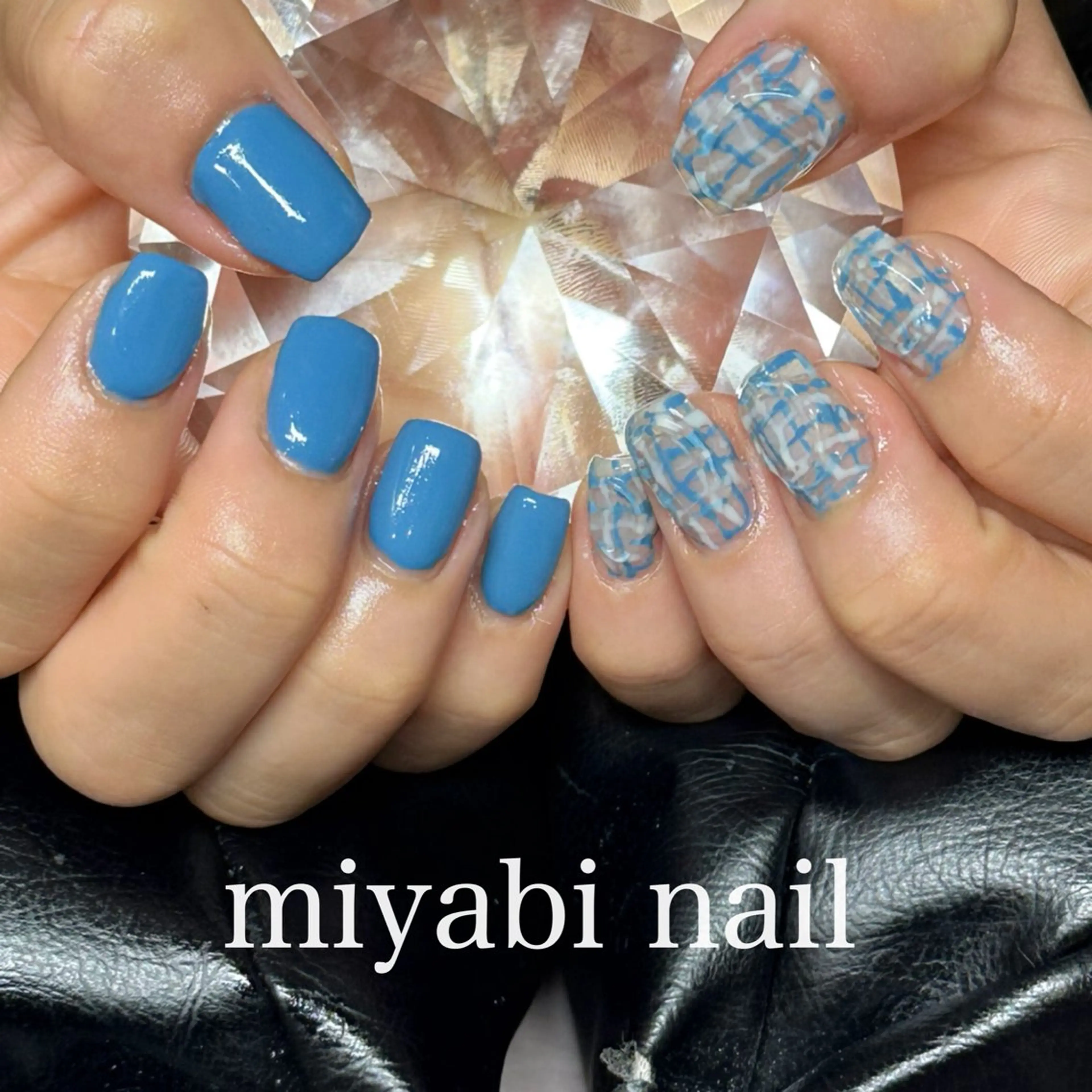 ネイル アートネイル ブルー ジェルネイル 持ち込み miyabi nail 桂川駅近くのネイルデザイン