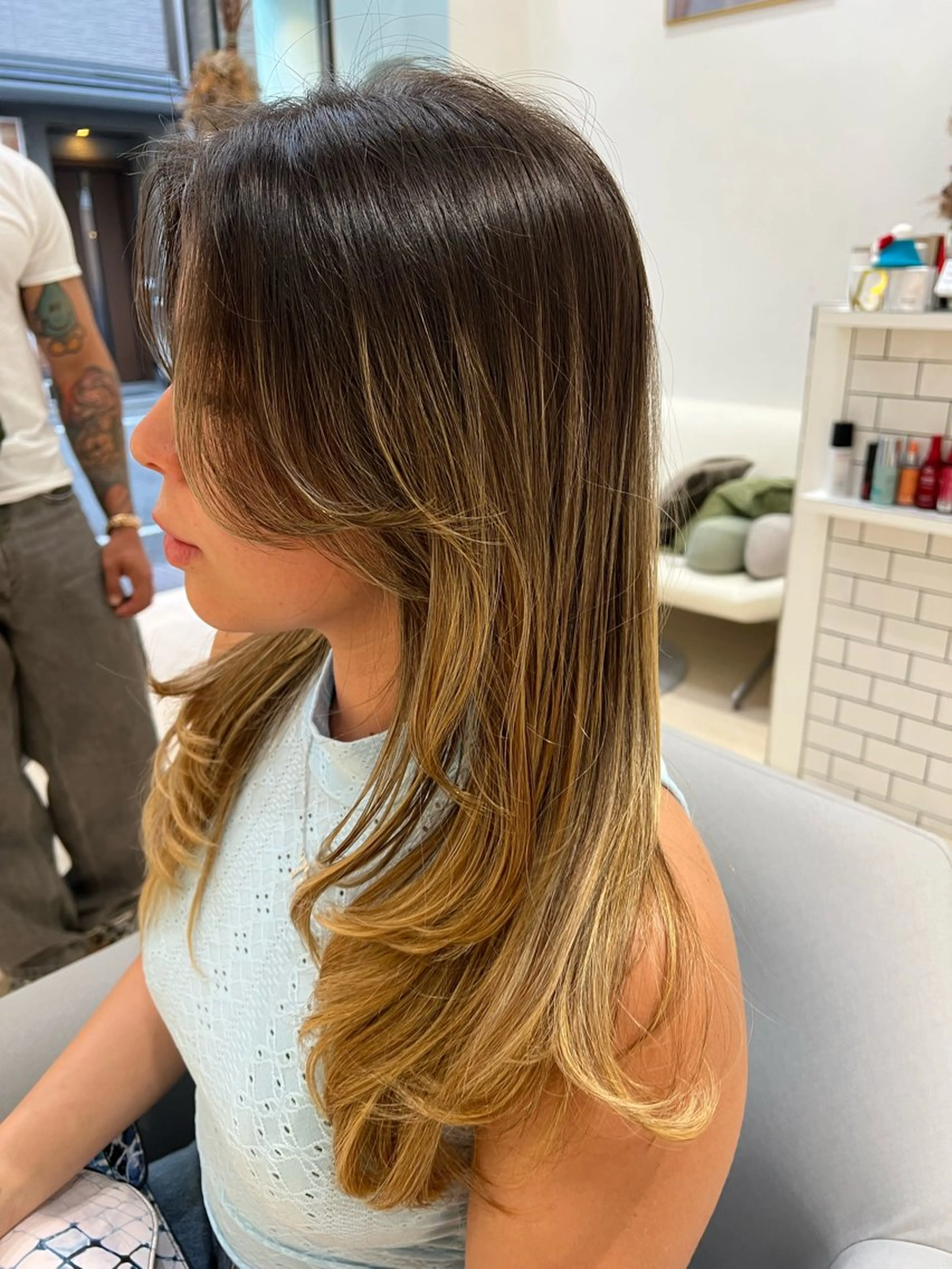 ミディアム カラー パーマ カット 堀井 凌平のヘアスタイル