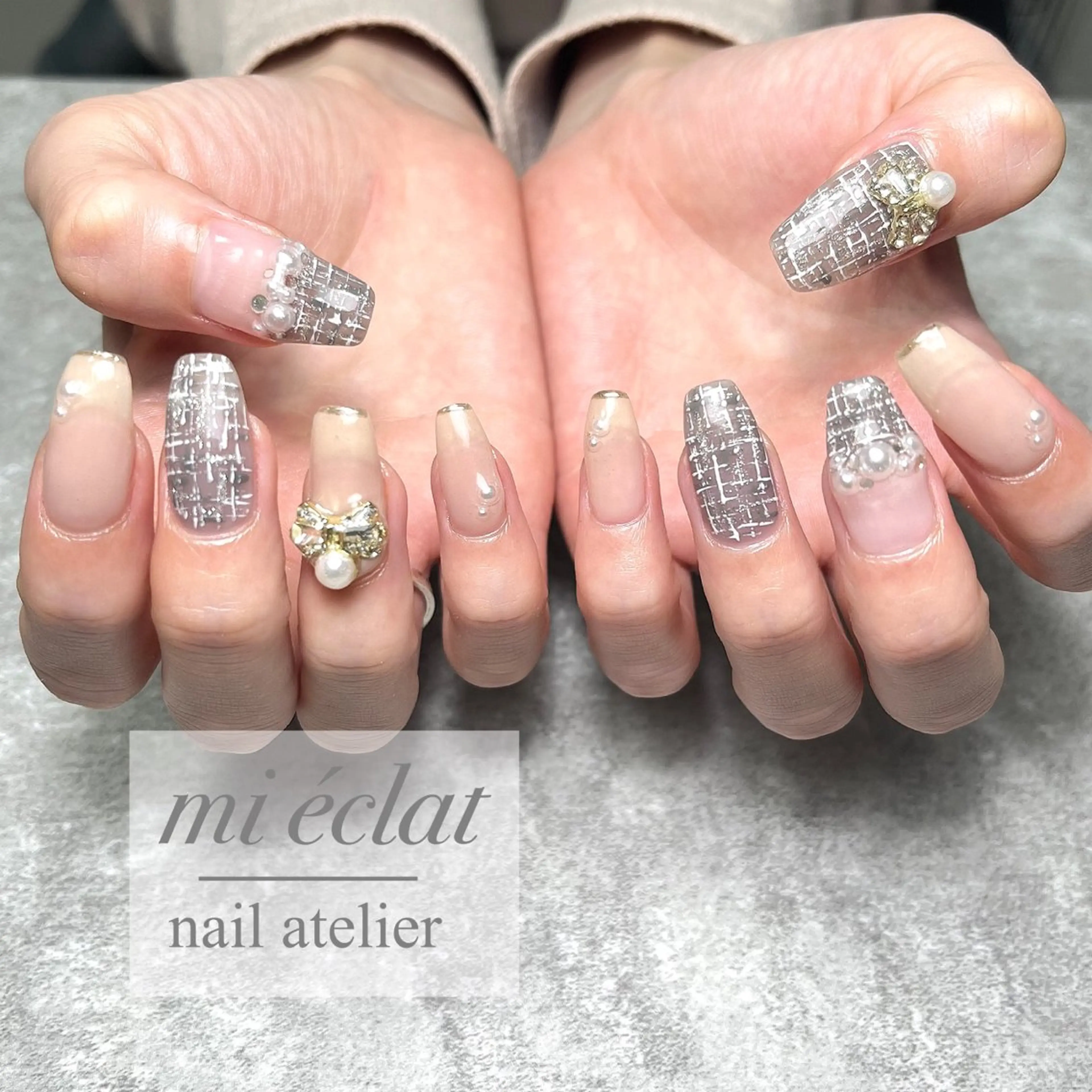 ネイル アートネイル ツイードネイル ハンドネイル mi éclat ミ　エクラのネイルデザイン