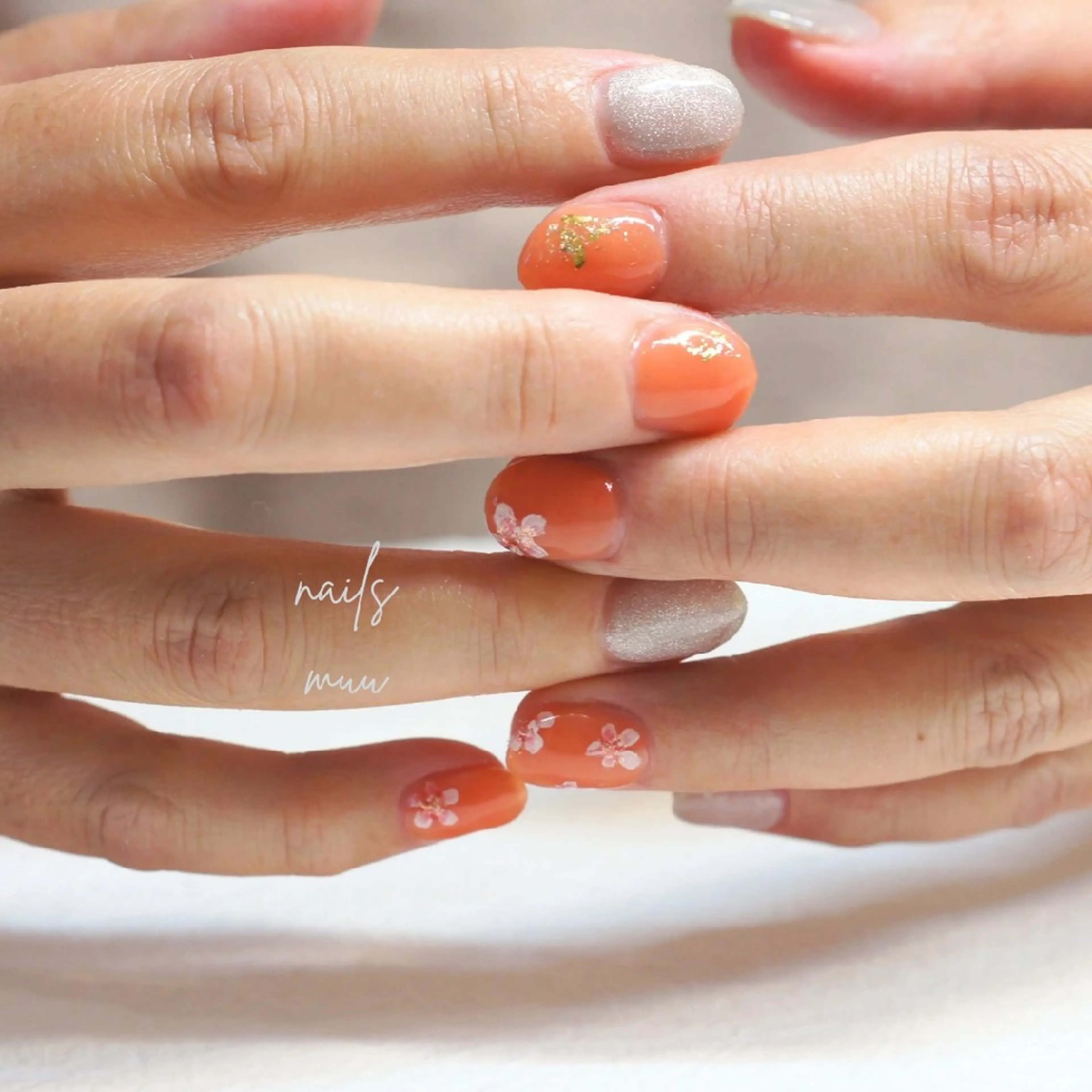 ネイル 桜ネイル 春ネイル ハンドネイル nails muu まゆのネイルデザイン