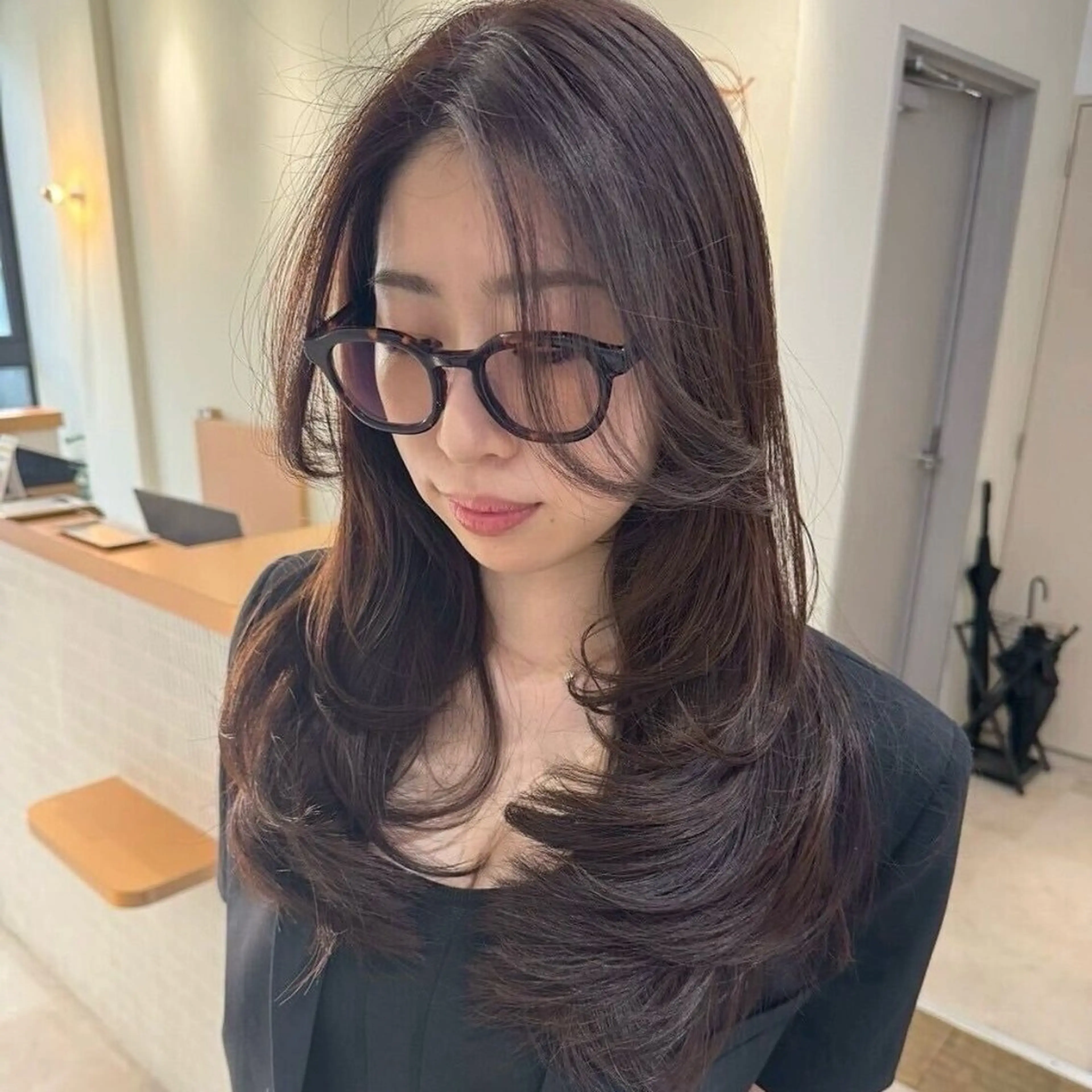 ロング ロングレイヤー 顔まわりレイヤー ハッシュカット 韓国風ヘア レイヤーカット カット ヘアカラー トリートメント 似合わせレイヤー ×髪質改善✨NOJIのヘアスタイル