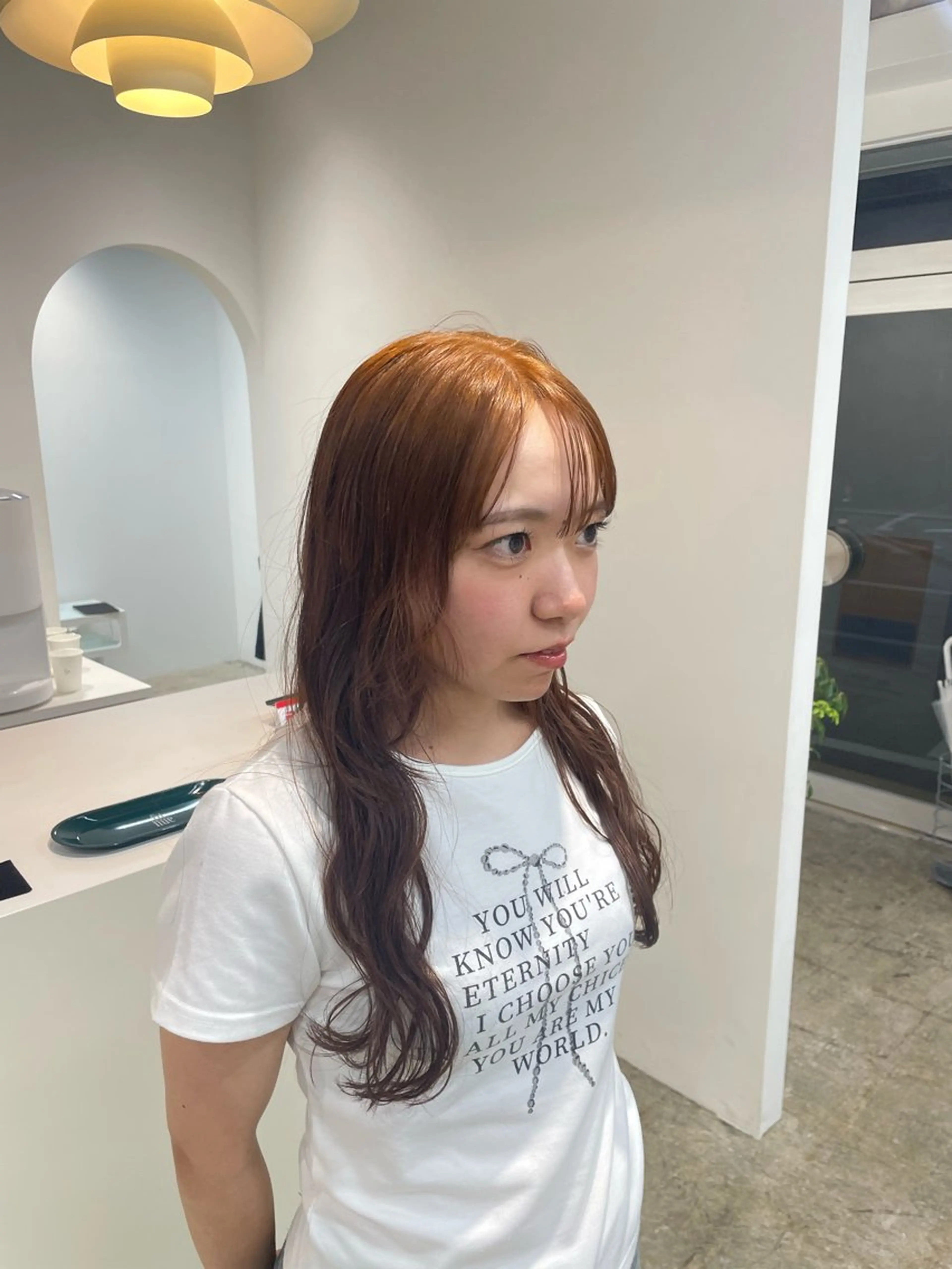 ロング カラー オレンジ カット ヘアカラー H I ＮＡのヘアスタイル