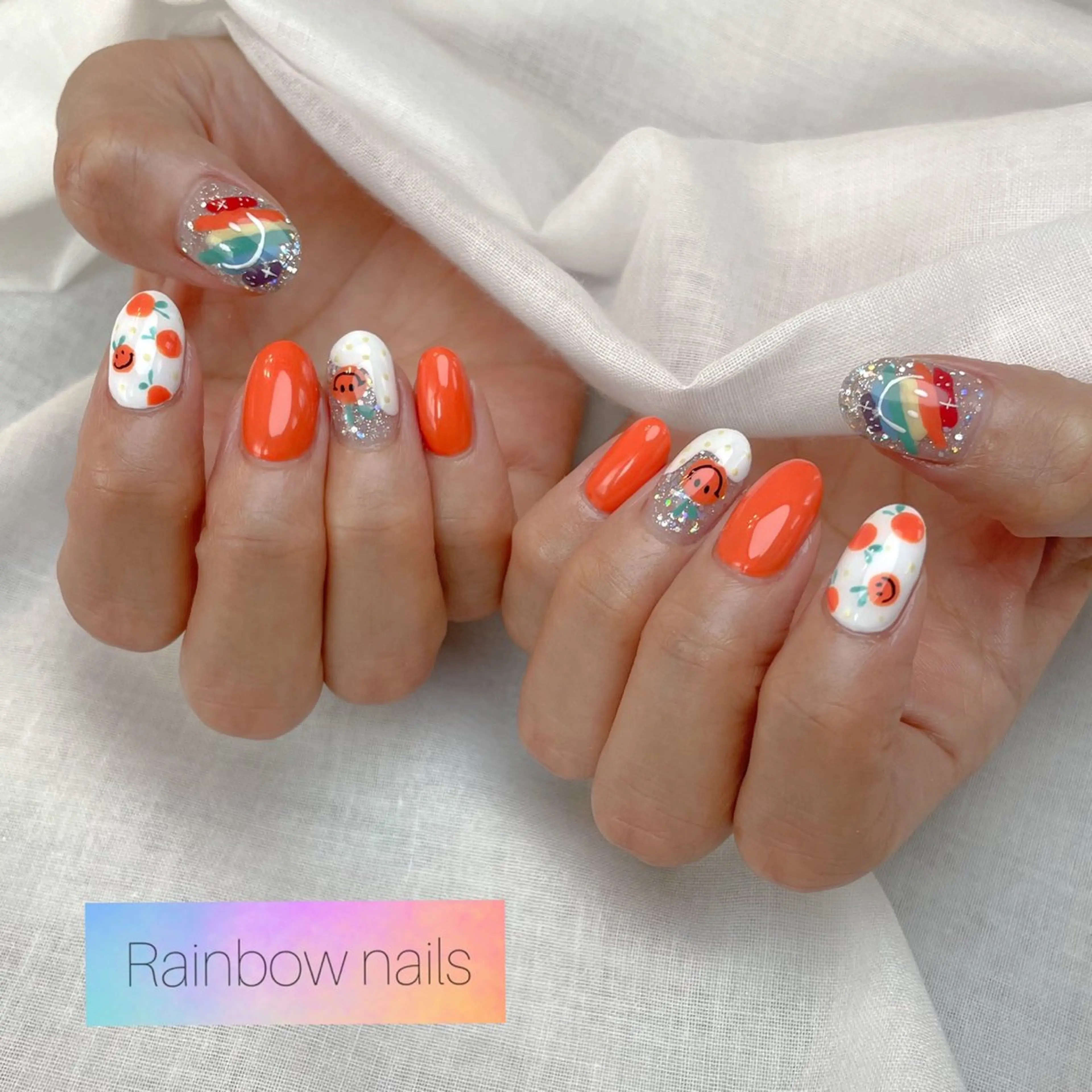 ネイル Rainbow nailsくろちゃんのネイルデザイン
