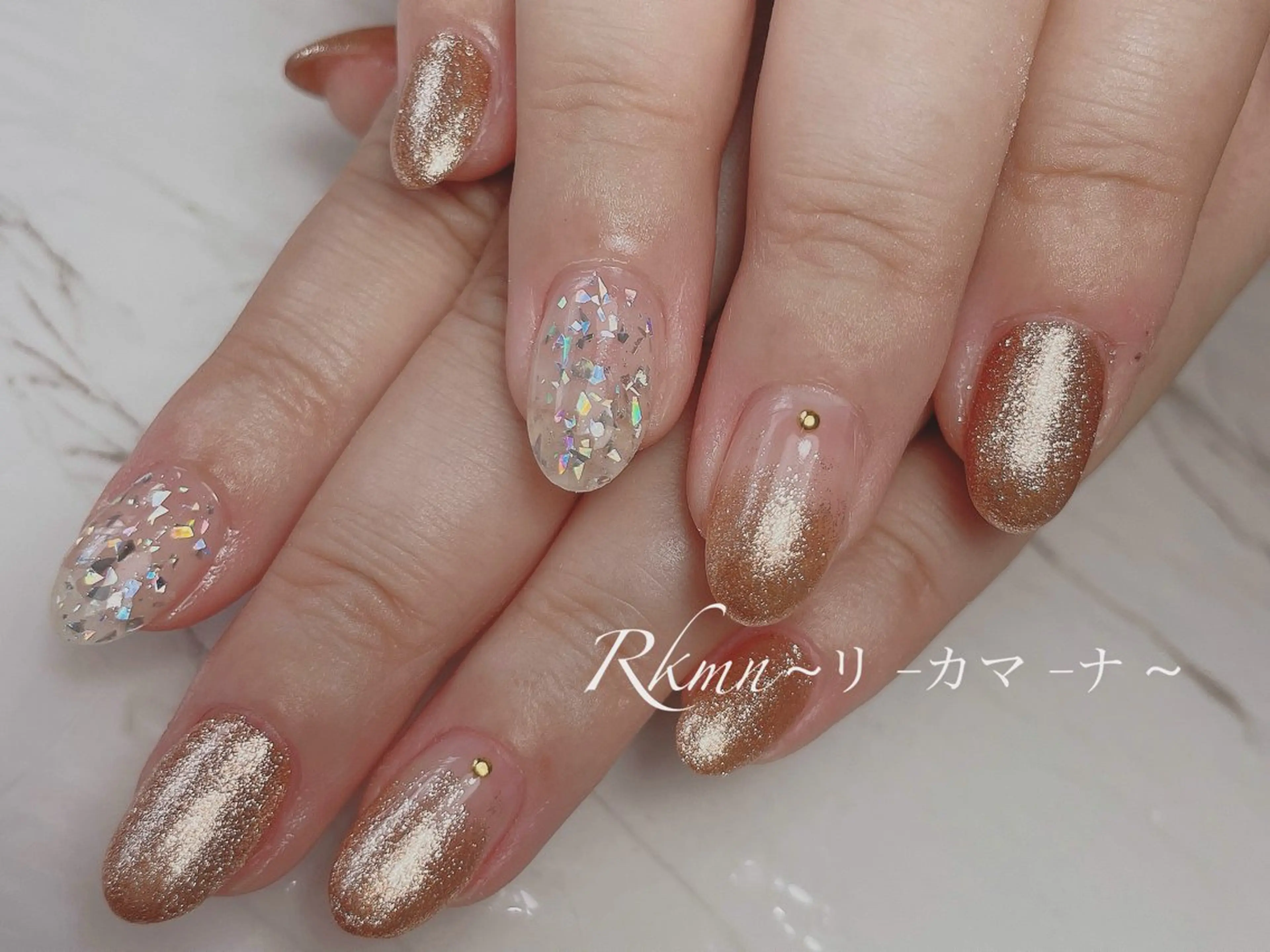 ネイル アートネイル グラデーション ホログラムネイル ラメ(グリッター) 春ネイル ハンドネイル フットネイル ハンドケア Rkmn ~リ-カマ-ナ~のネイルデザイン