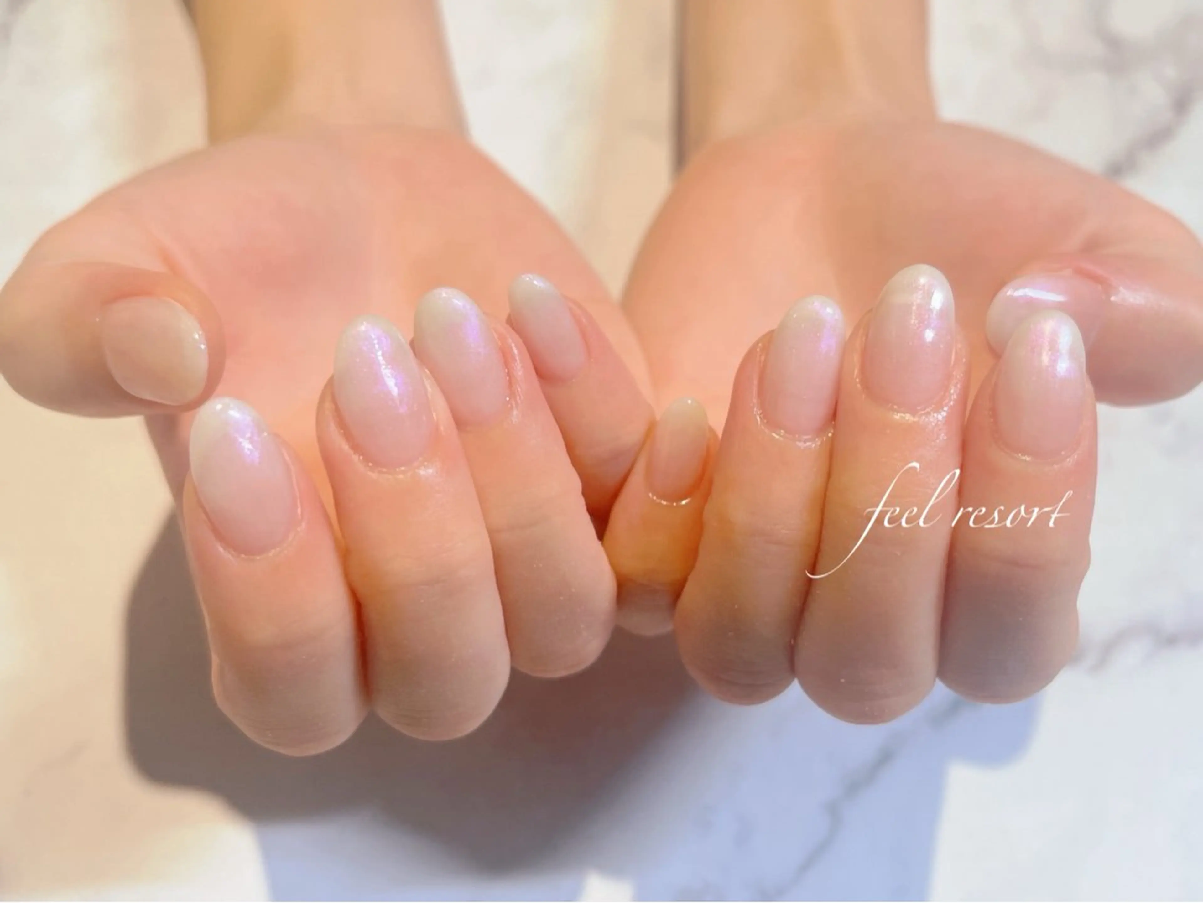 ネイル 長さ出し フットネイル フレンチネイル ジェルネイル ガラスフレンチ Lien(リアン) 銀座駅6分のネイルデザイン