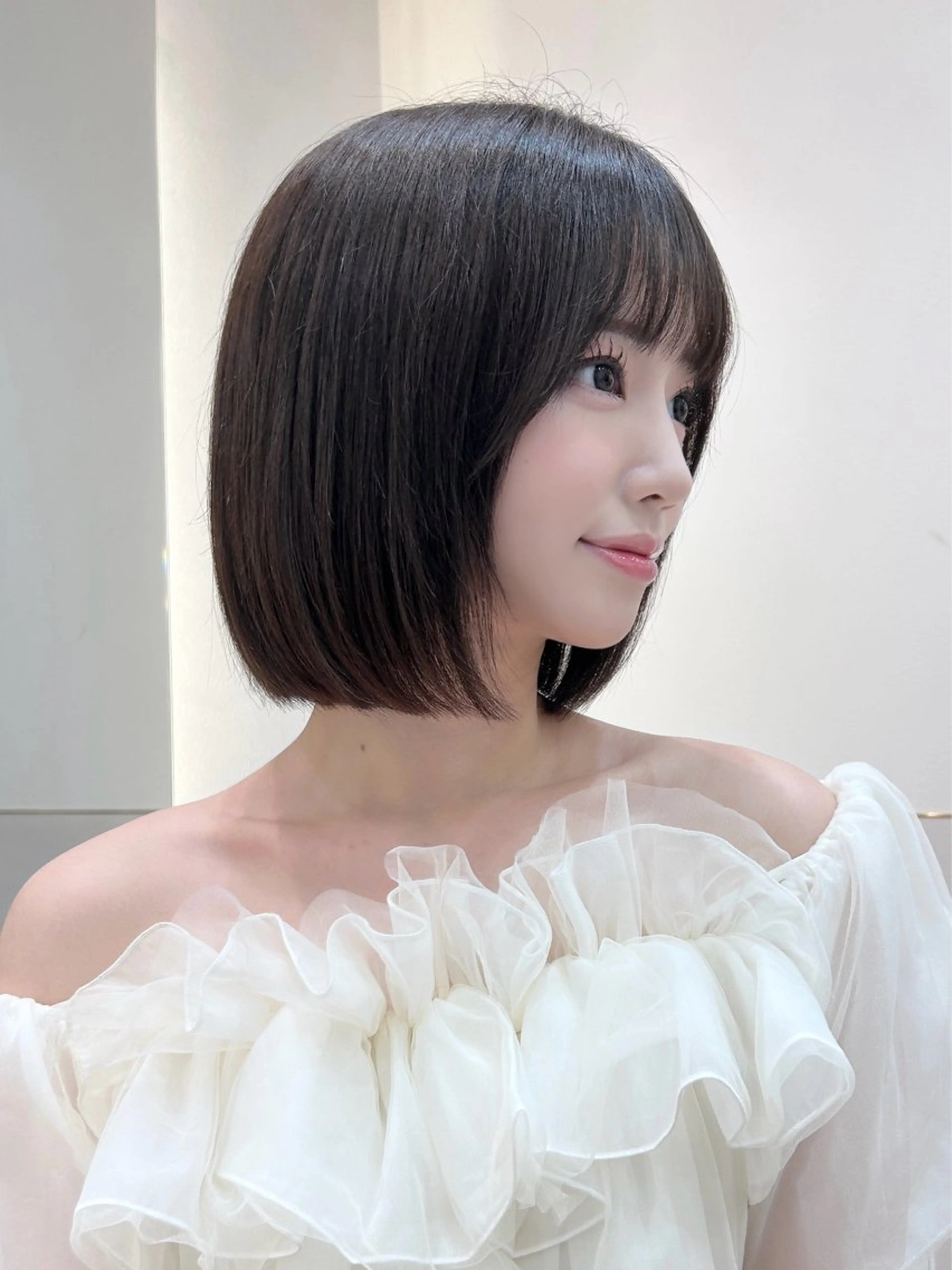 ショート ボブ くびれヘア 顔まわりレイヤー 顔周りカット 韓国風ヘア カット トリートメント ボブ/レイヤーボブ/ 髪質改善/梶川 夏季のヘアスタイル