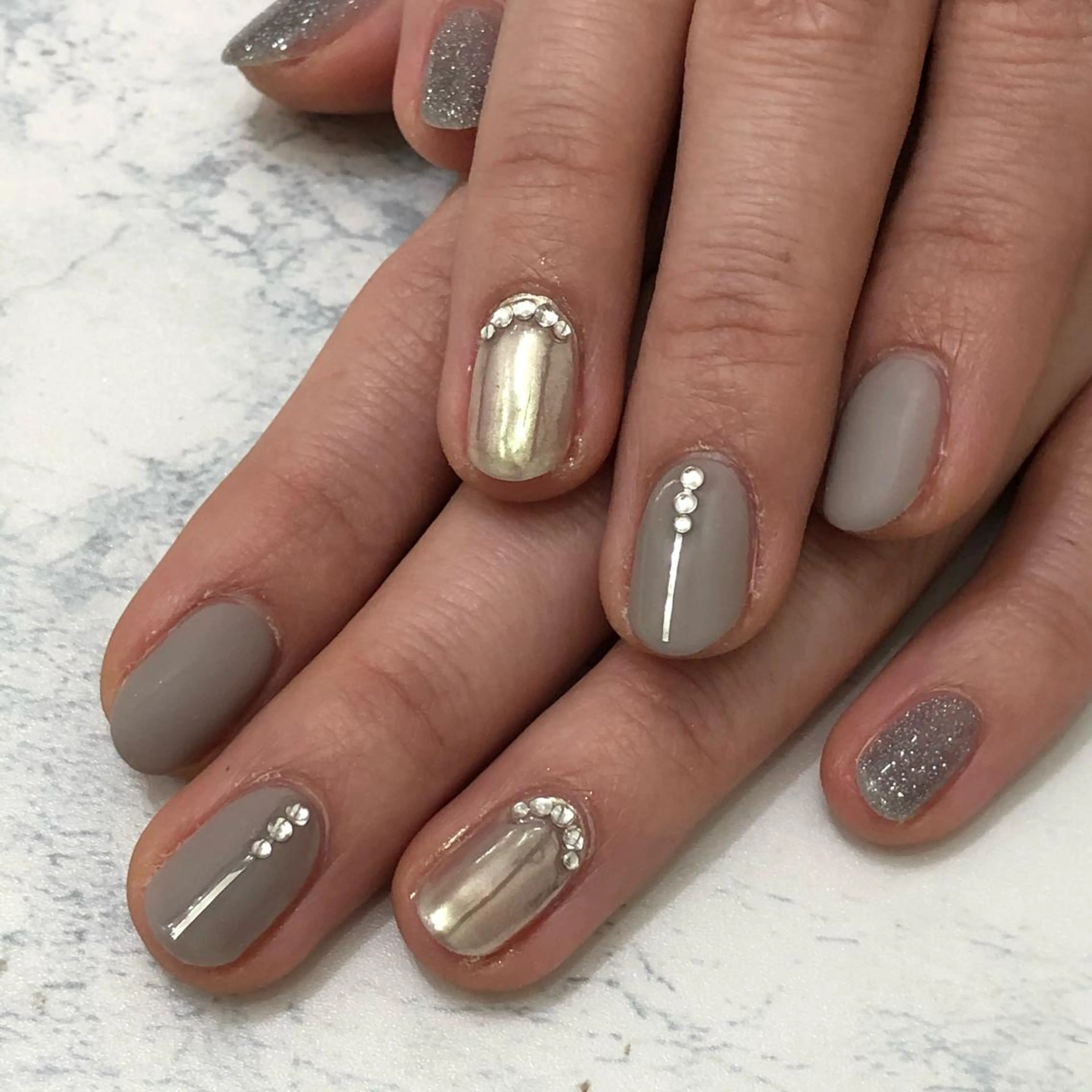 ネイル マットネイル ミラーネイル recette-ルセット-(美容室H.A.Co内)所属・OISHI .Aのネイルデザイン