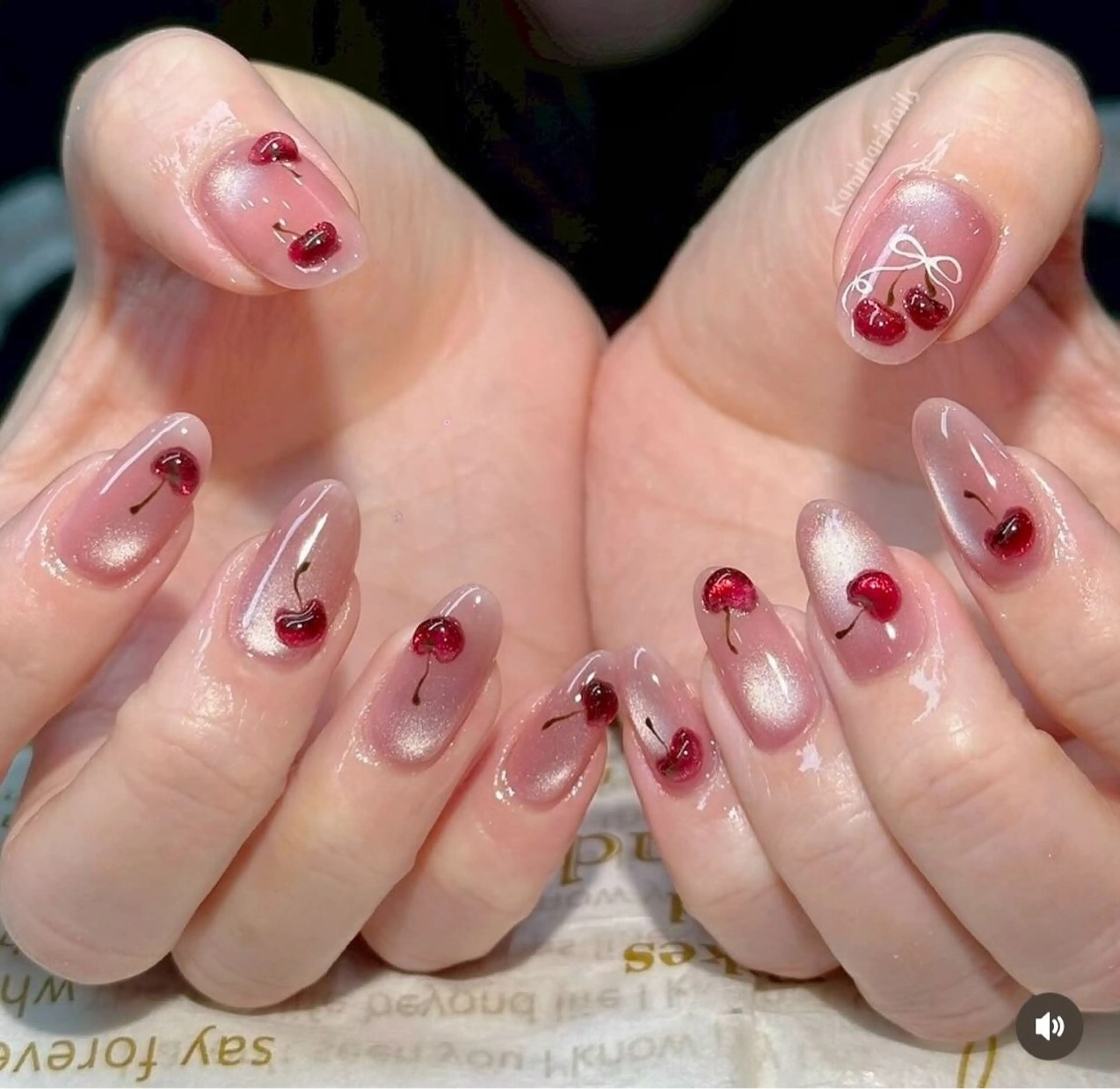 ネイル アートネイル 長さ出し ガーリー 韓国ネイル 持ち込み Rin Nail 新大久保店のネイルデザイン