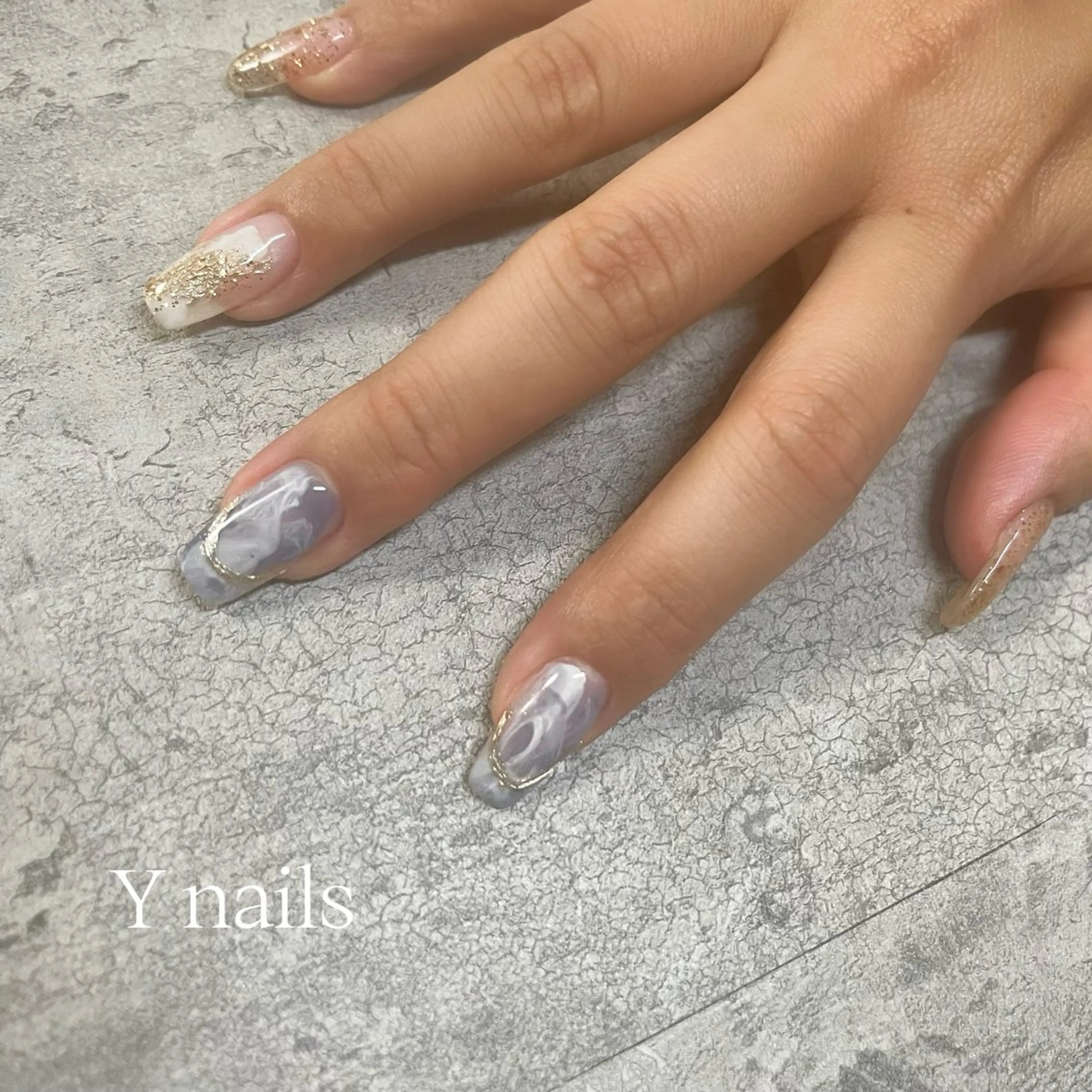 ネイル 大理石ネイル(マーブル) ニュアンスネイル ハンドネイル 沖縄 Y nailsのネイルデザイン