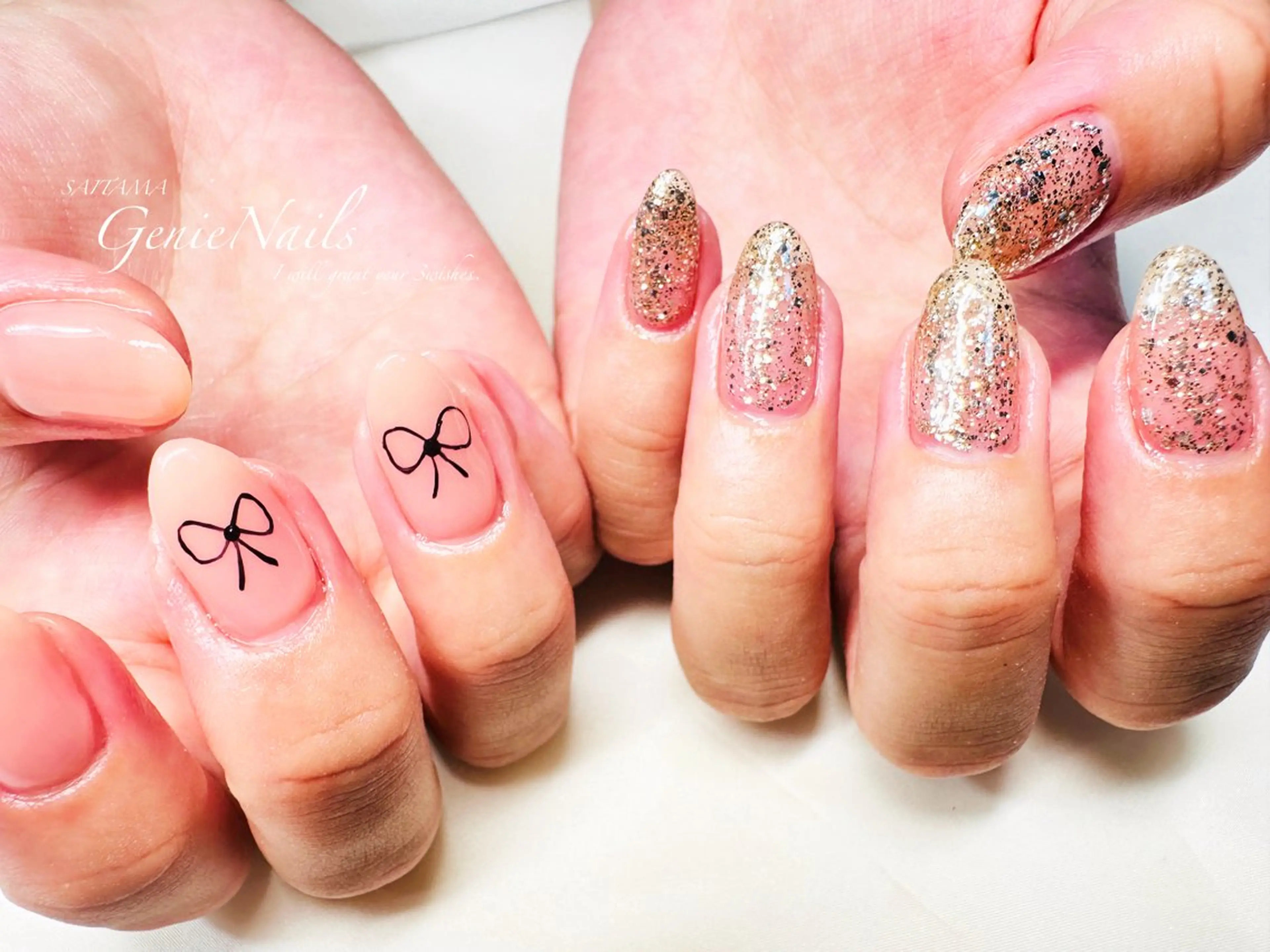 メンズ ネイル アートネイル 長さ出し 氷ネイル・うるうるネイル ロングネイル 持ち込み Genie Nailsのネイルデザイン