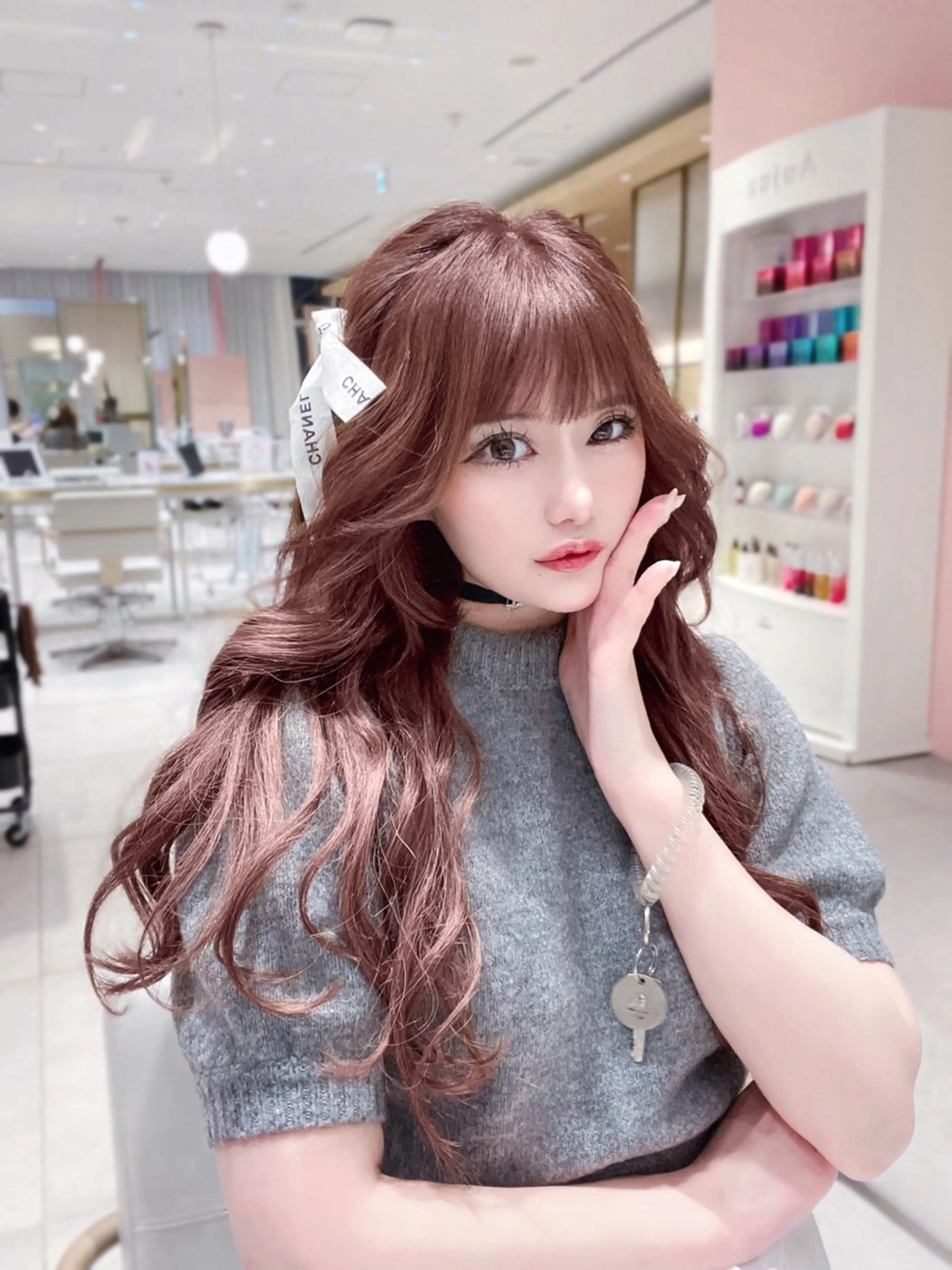 ロング カラー ブラウンカラー カット ヘアカラー トリートメント ヘッドスパ ヘアセット 韓国ヘア/レイヤー/ 顔まわり/りょーとのヘアスタイル