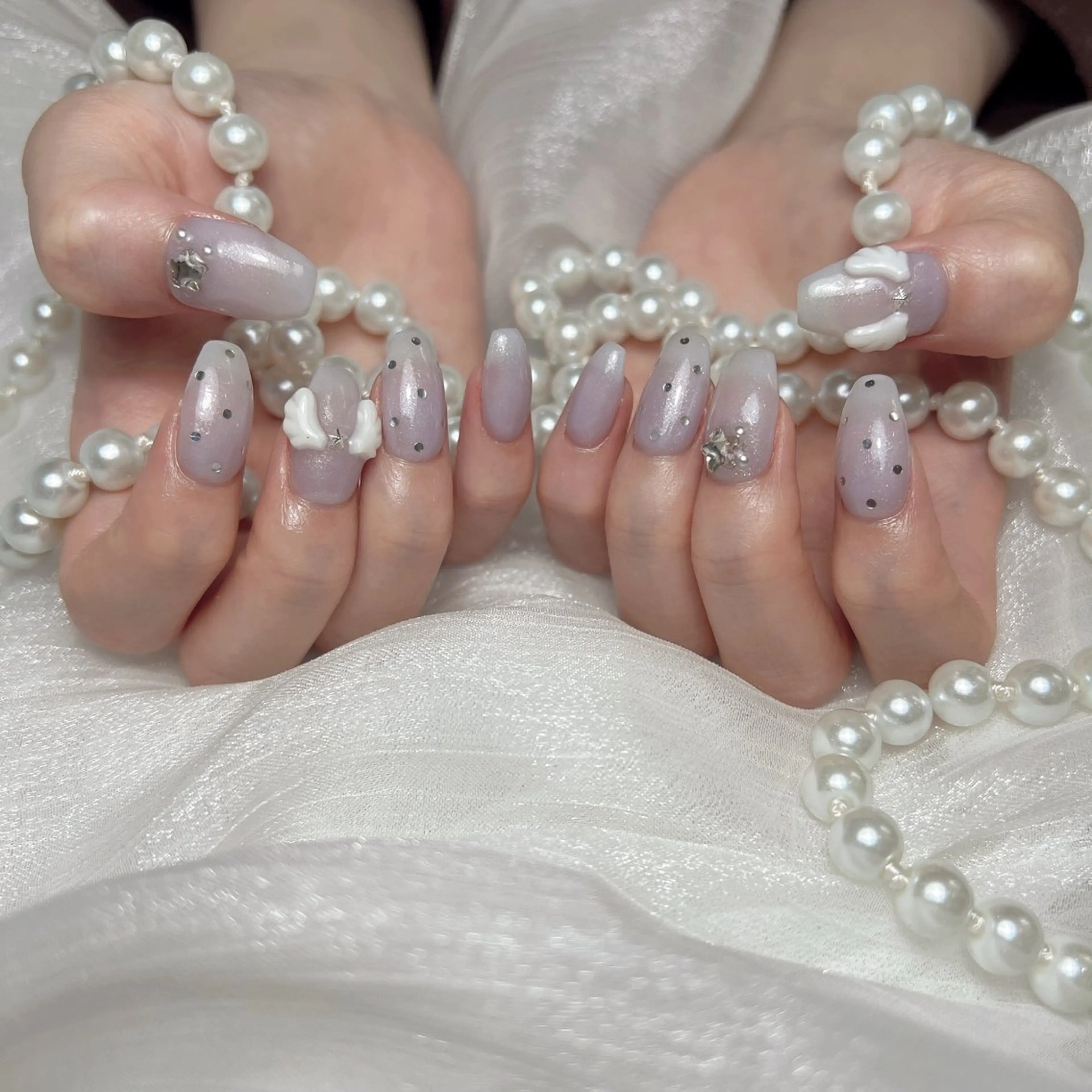 ネイル 長さ出し フットネイル フレンチネイル ガラスフレンチ グラデーション ハンドネイル M2beauty Renaのネイルデザイン