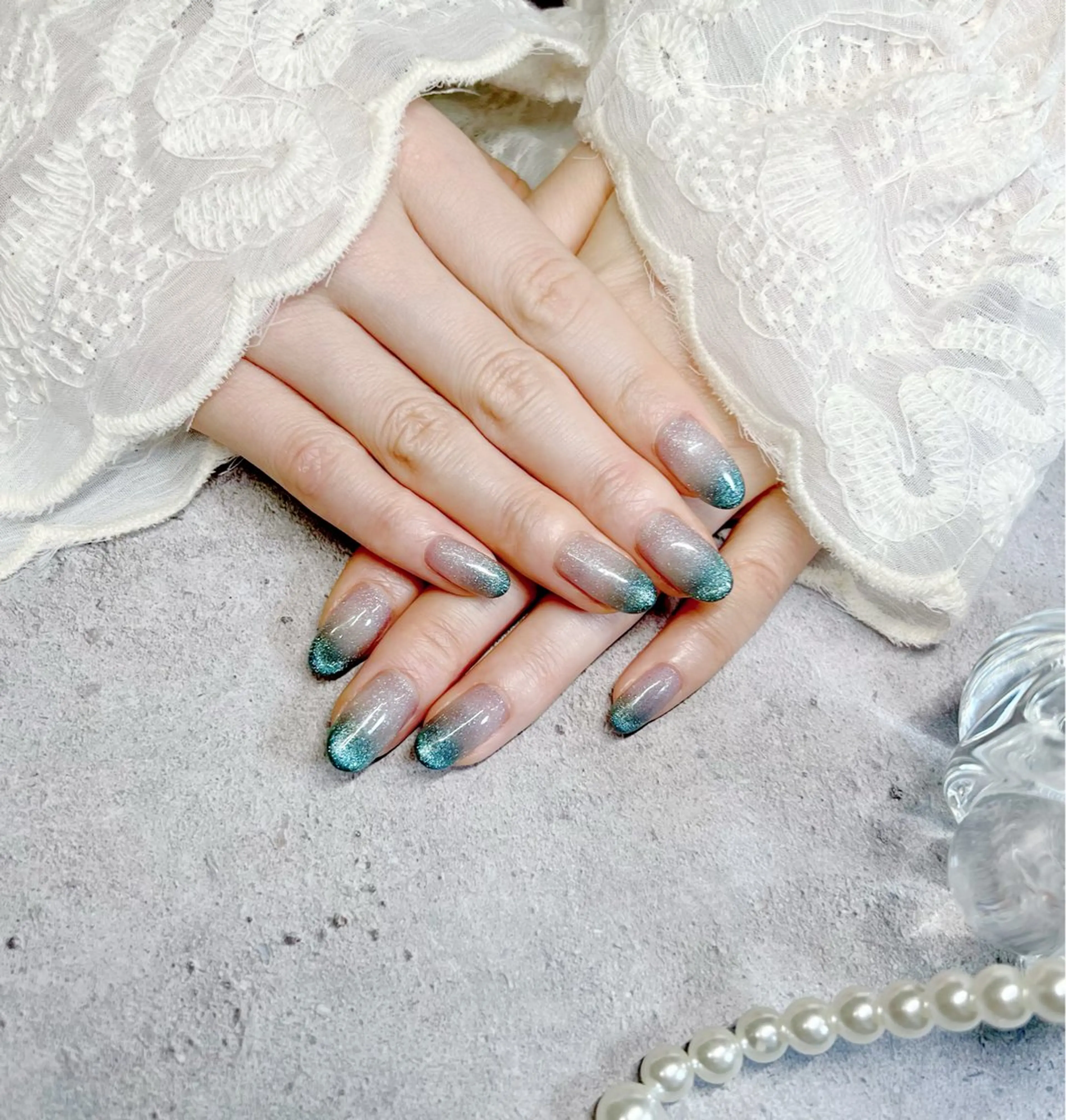 ネイル グラデーション グリーン マグネットネイル ハンドネイル NAIL   Leone（レオーネ）所属・🫧NAIL Leone🫧のネイルデザイン