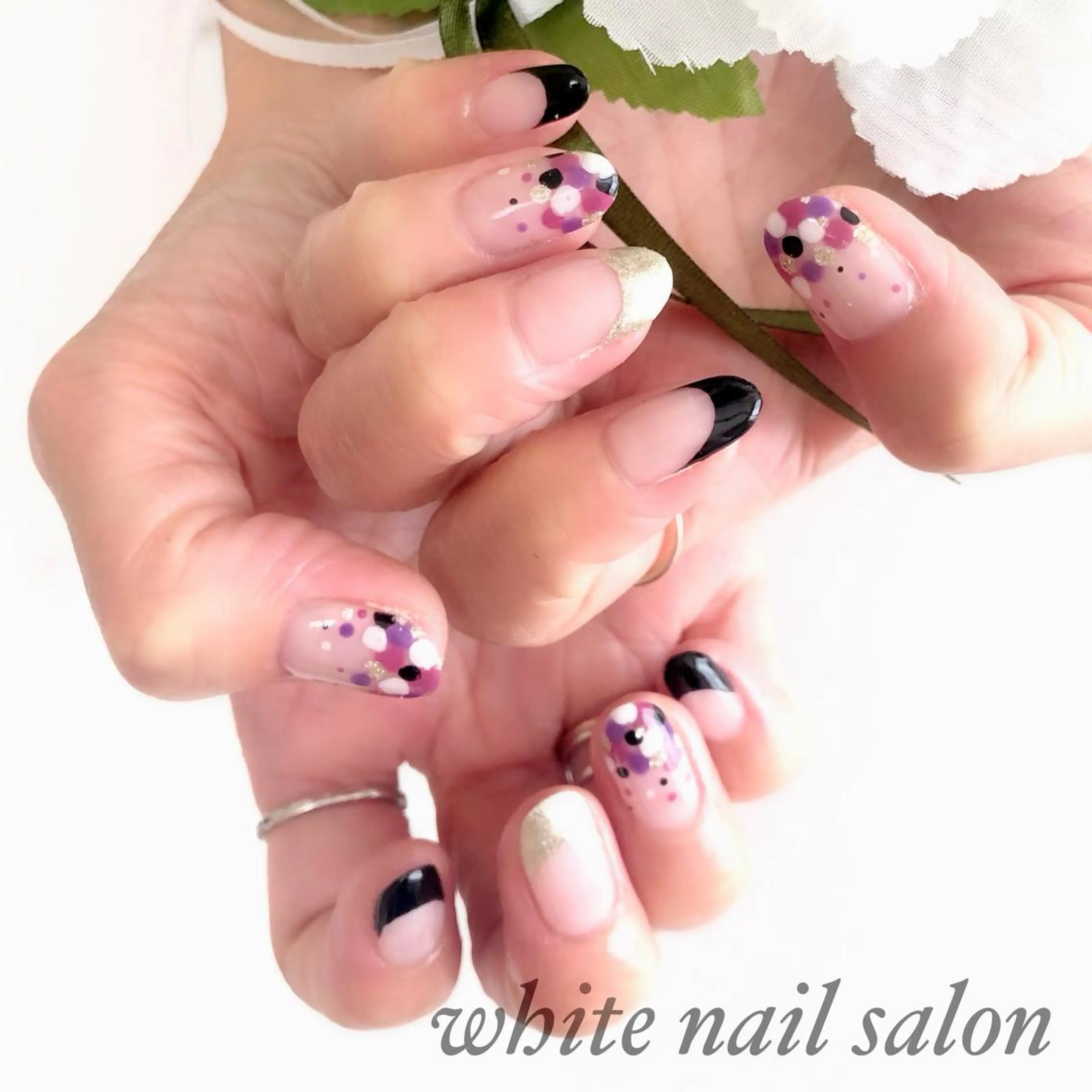 ネイル アートネイル フレンチネイル ジェルネイル ハードジェル 持ち込み ハンドネイル white nail salonのネイルデザイン