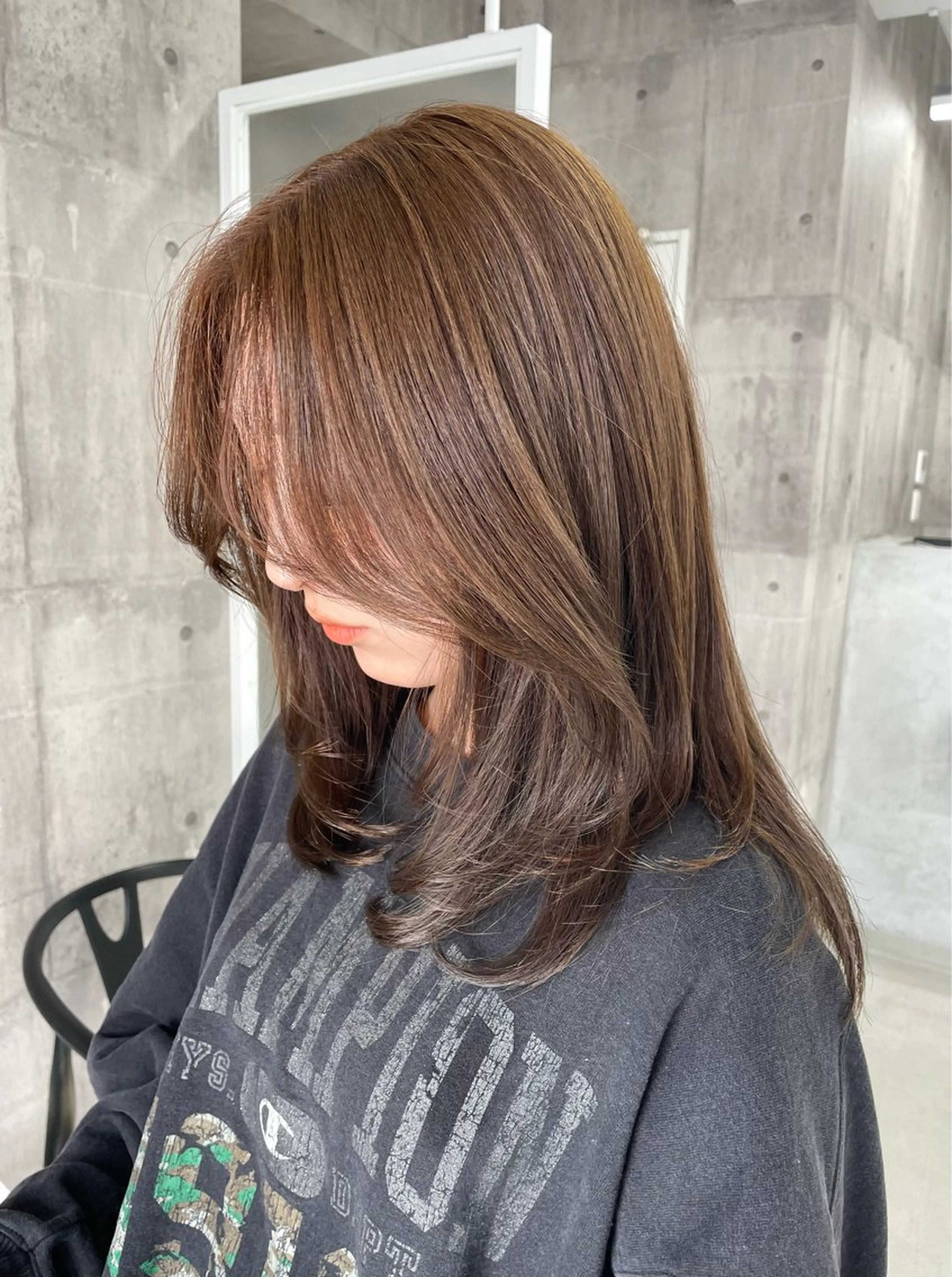 ミディアム カラー ベージュカラー 錦 茉李 @lm.mari03のヘアスタイル