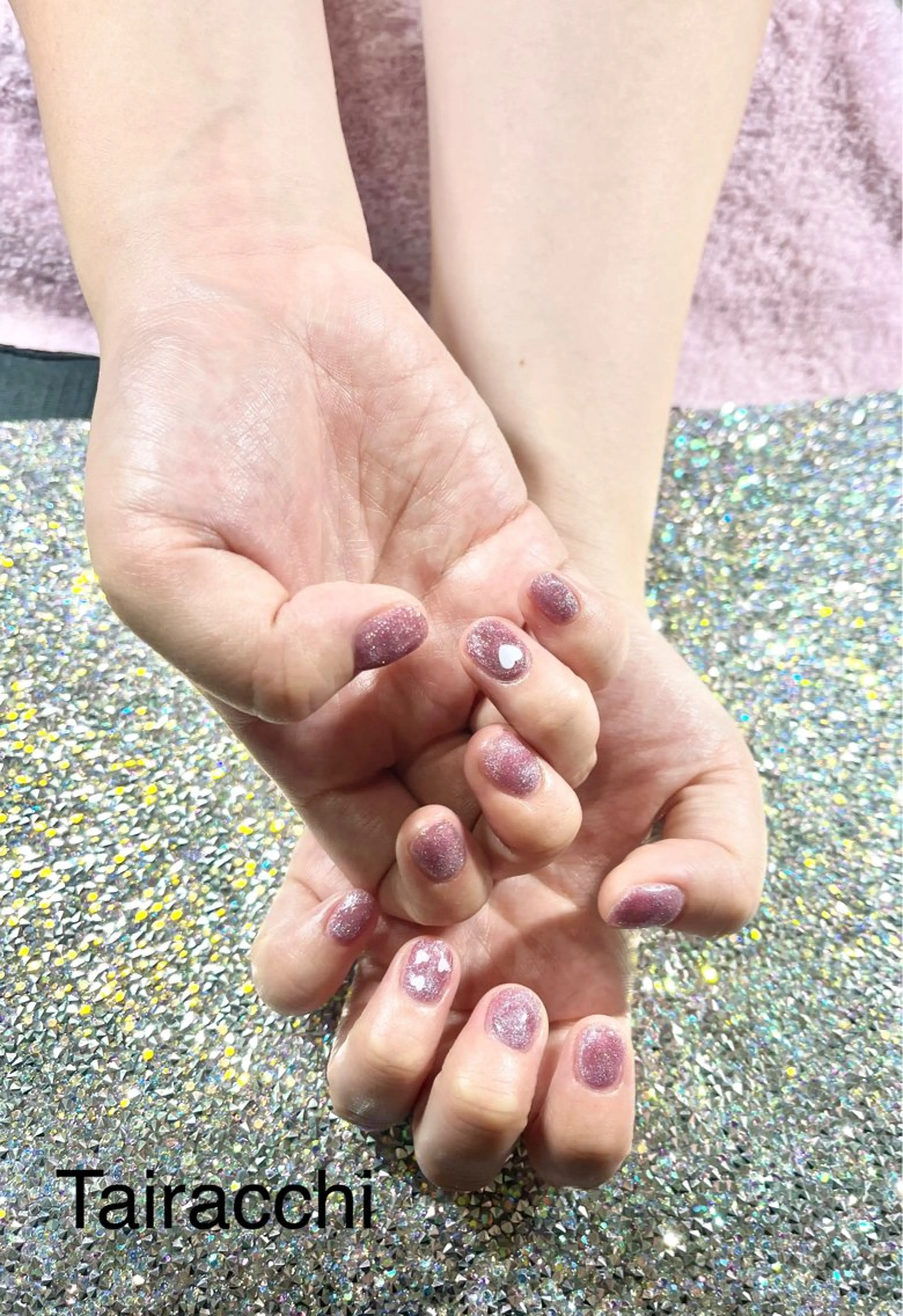 ネイル フラッシュネイル ハート キラキラネイル マグネットネイル ハンドネイル Tairacchi タイラッチのエステ・リラクイメージ