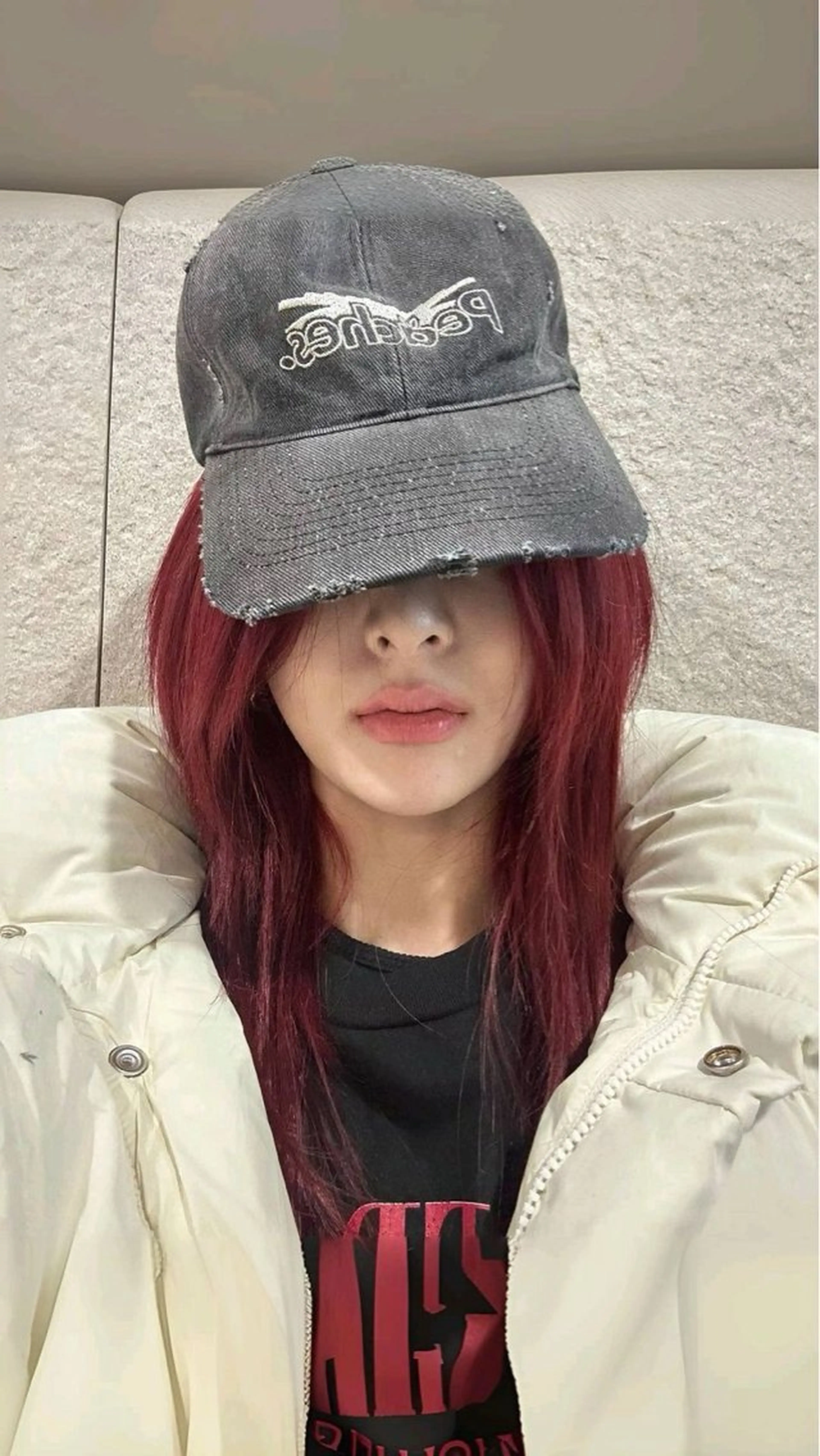 ロング カラー ヘアアレンジ ケアカラー ロング カット ヘアカラー ヘッドスパ ヘアセット 中韓🇰🇷暖色/ ワインレッド/らいるのヘアスタイル