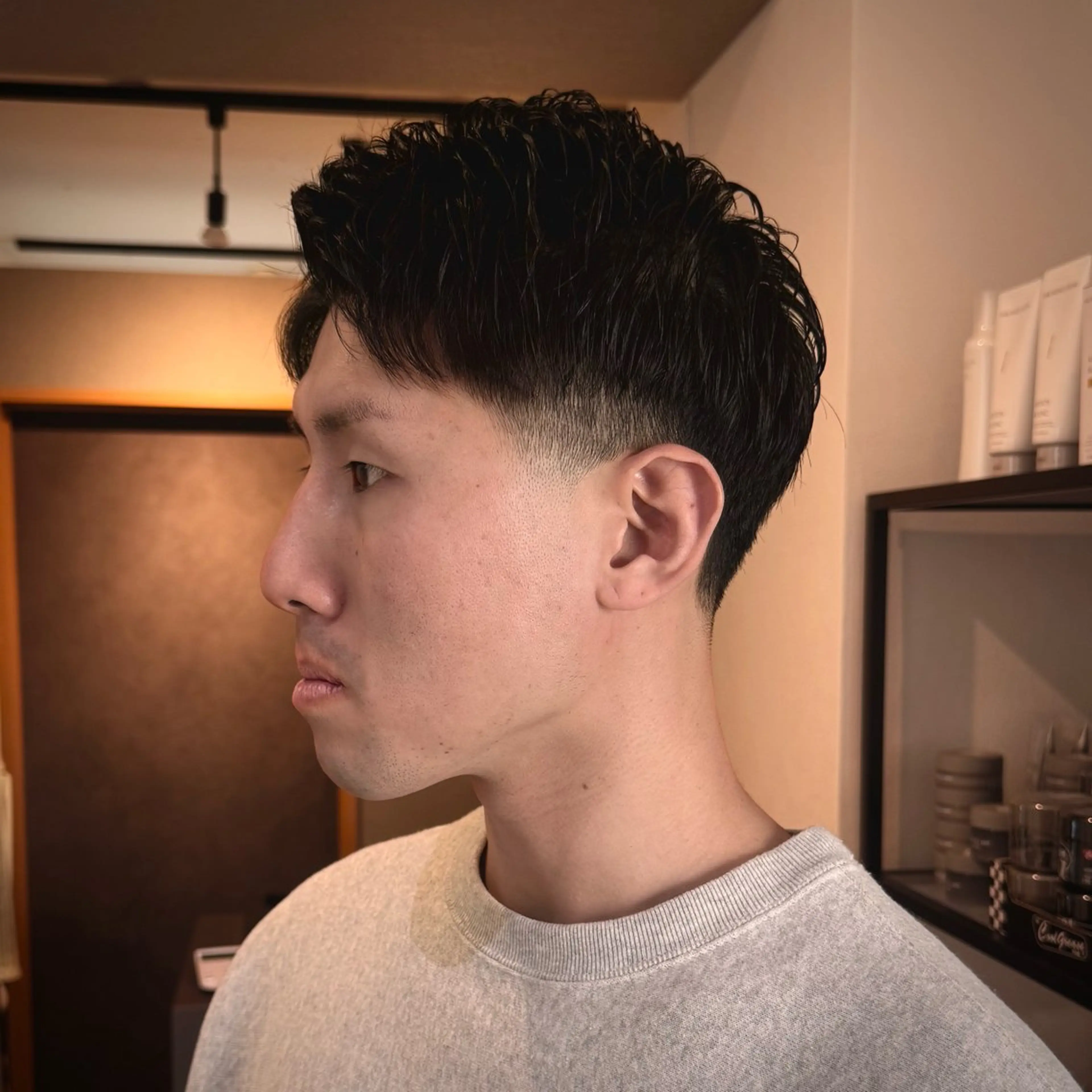 ショート メンズ アップバング フェードカット スキンフェード ツーブロック カット GLADMAN'S CUT CLUB 立川所属・メンズ特化✂️ 三上のヘアスタイル