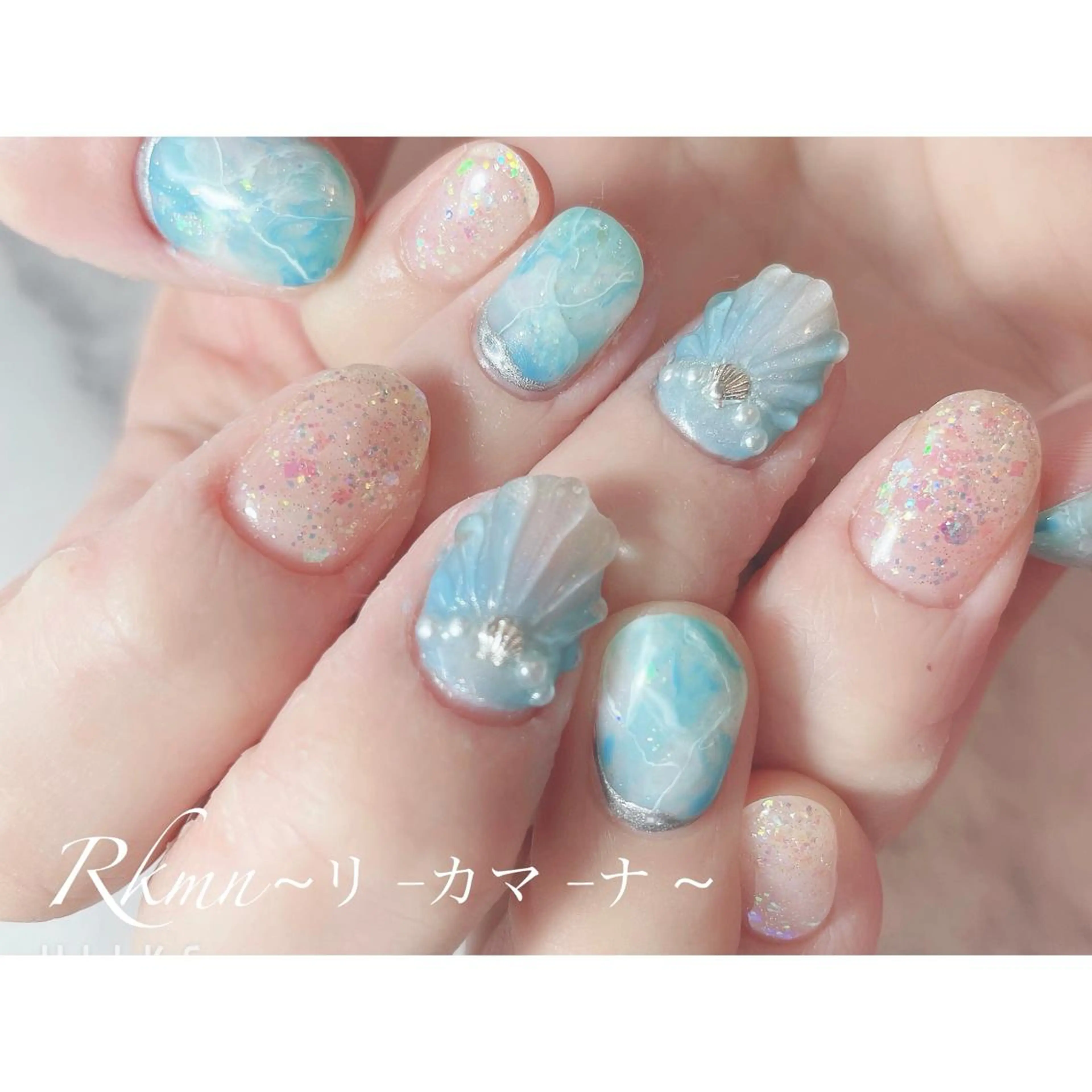 ネイル アートネイル フレンチネイル ジェルネイル グラデーション ラメ(グリッター) ハンドネイル フットネイル ハンドケア Rkmn ~リ-カマ-ナ~のネイルデザイン