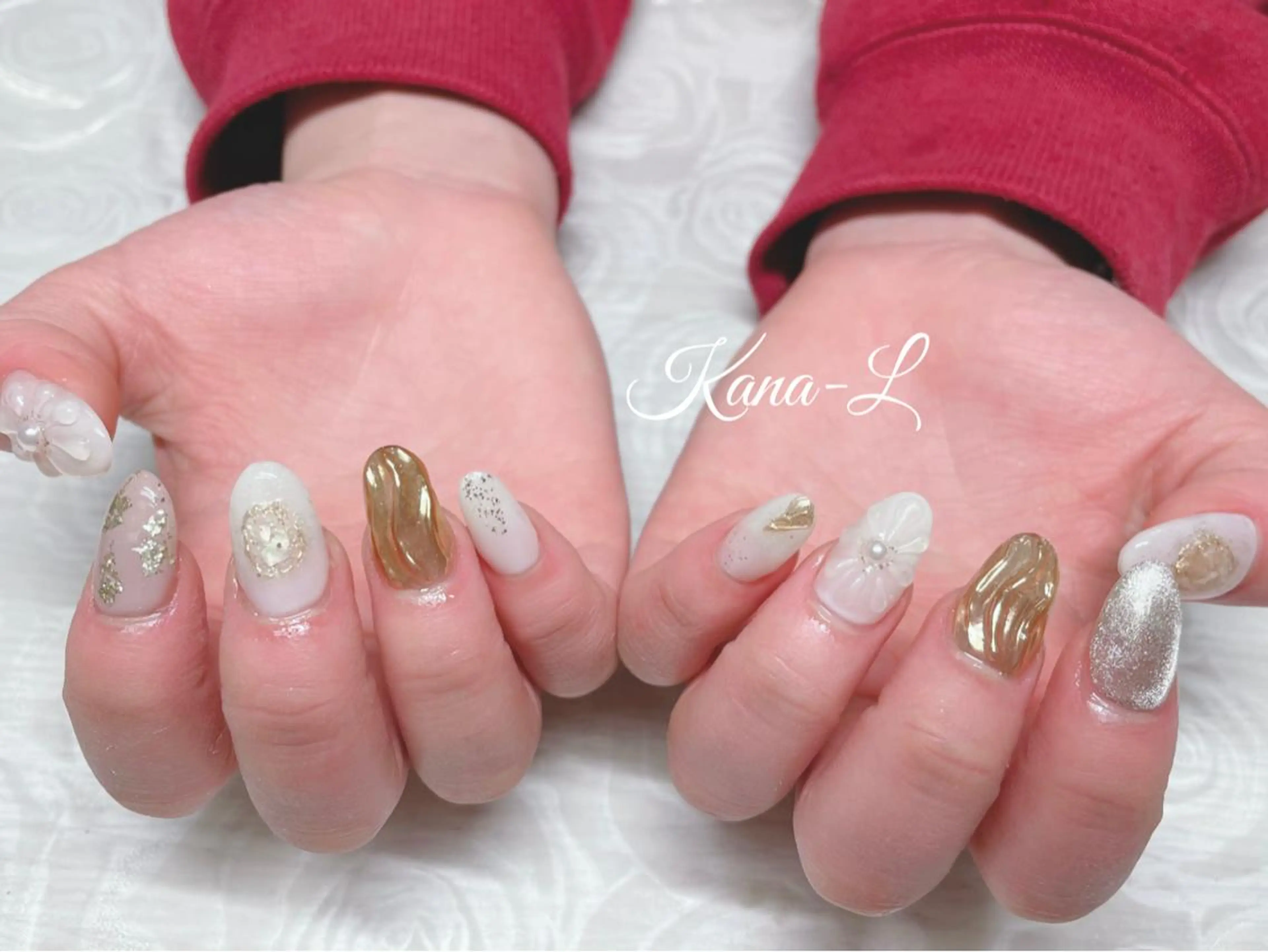 カラー ネイル 成人式 フラワーネイル マグネットネイル ニュアンスネイル ぷっくりネイル 芦辺 香奈のネイルデザイン