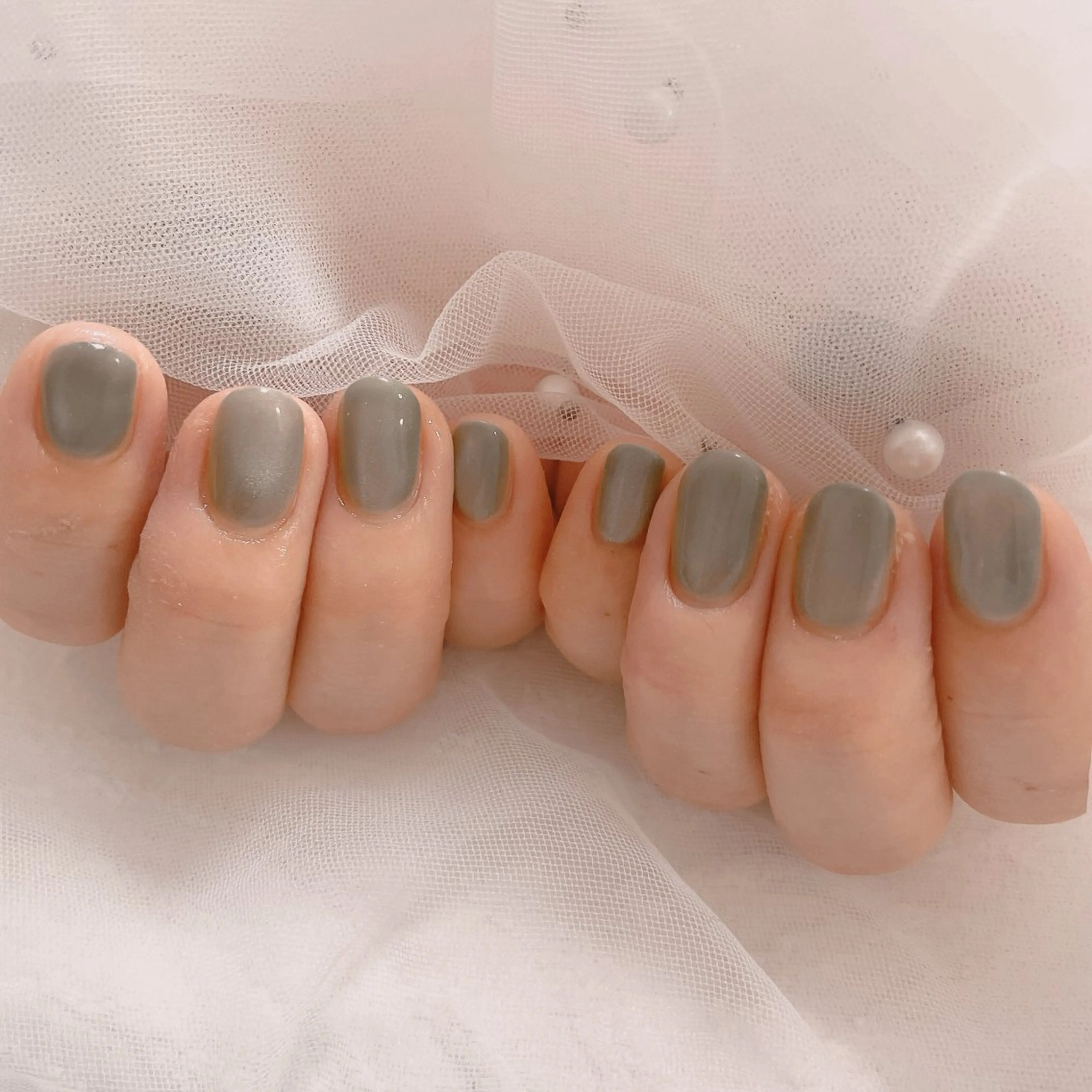 ネイル グリーン マグネットネイル 春ネイル ハンドネイル なっちゃん所属・ネイルサロン なっちゃん(古千谷)のネイルデザイン