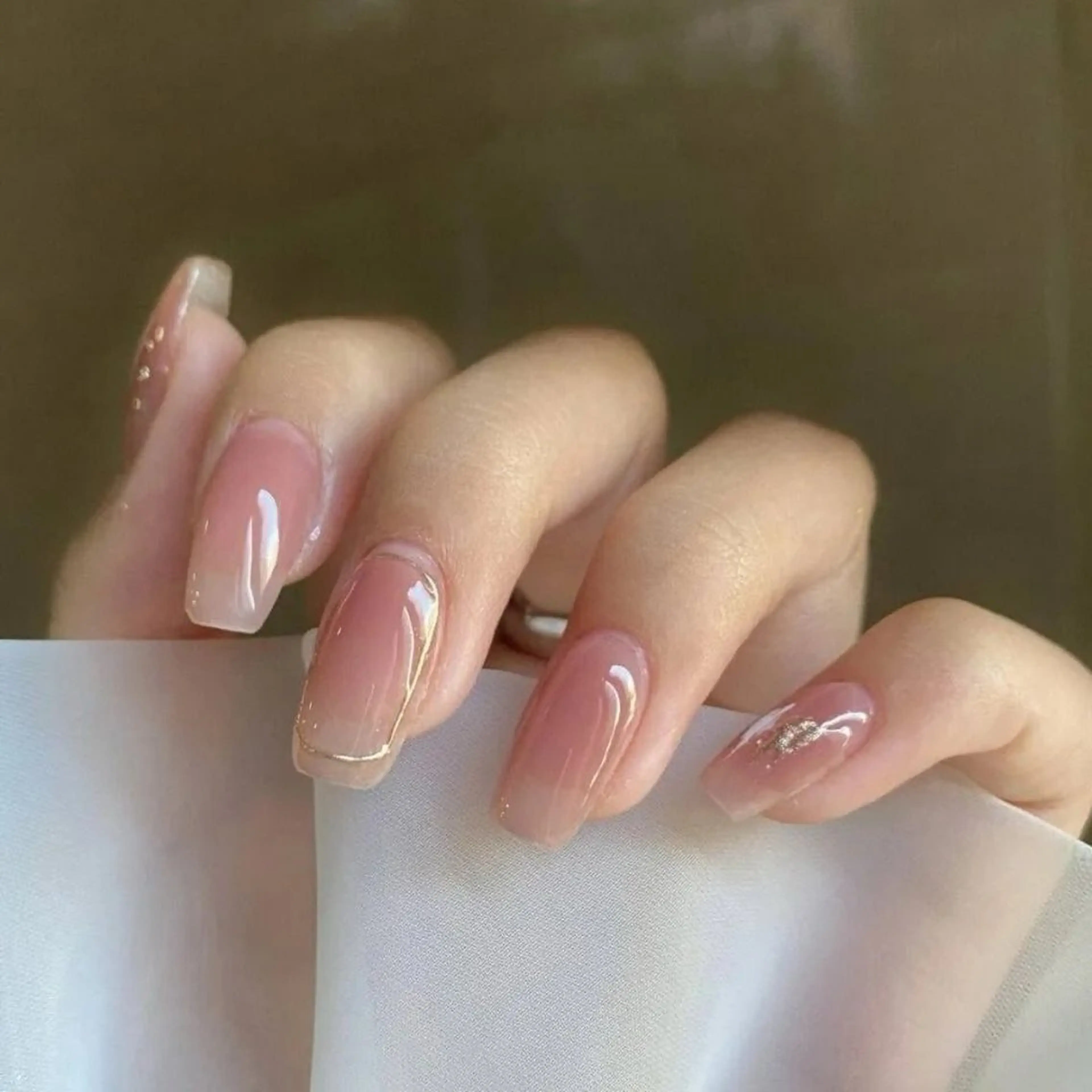 ネイル アートネイル フレンチネイル ジェルネイル ガラスフレンチ 韓国ネイル Kitty ^のネイルデザイン