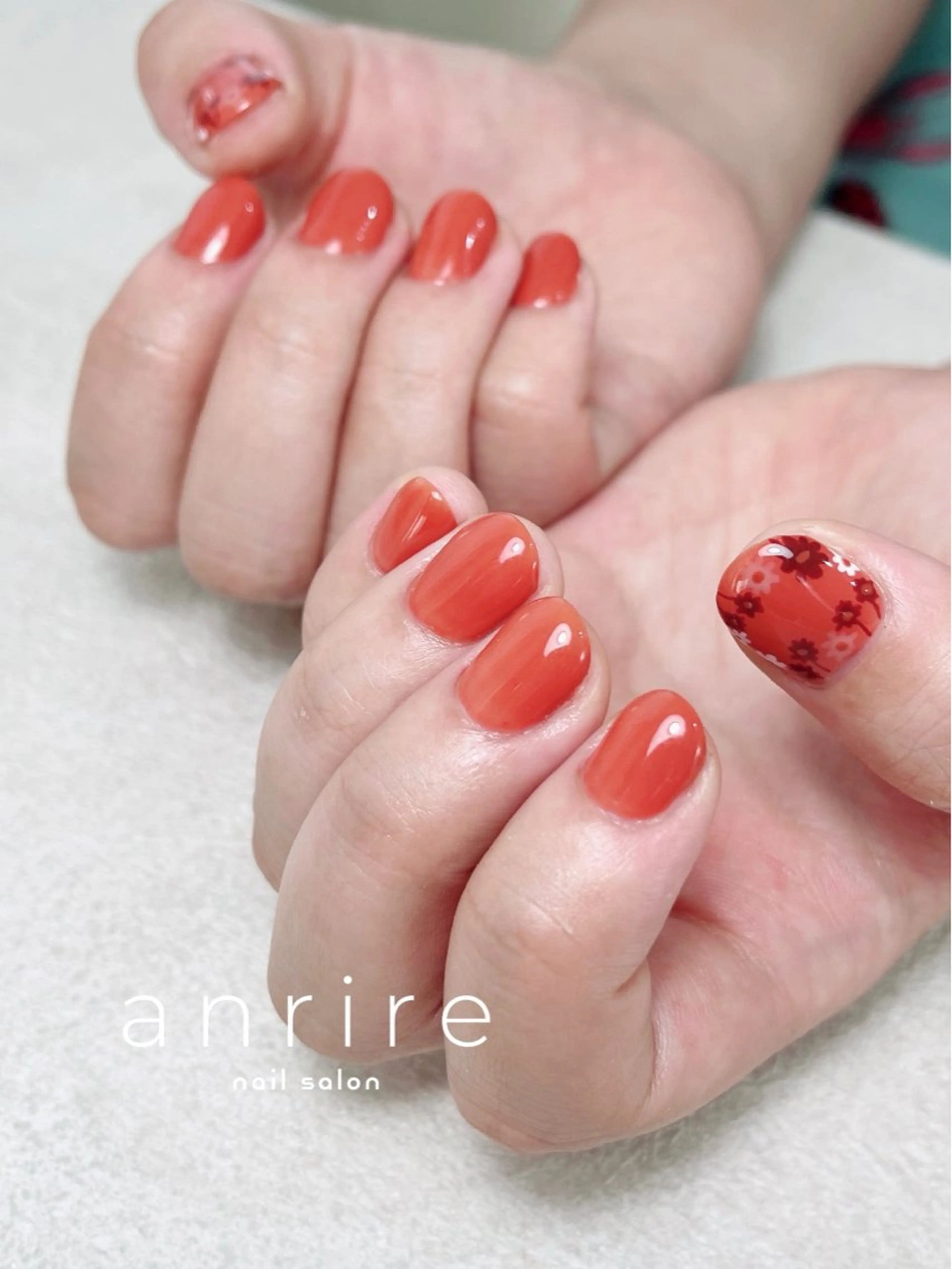 ネイル フラワーネイル ジェルネイル オレンジ パラジェル ハンドネイル nail salon anrire〜アンリール〜所属・nailsalon anrireのネイルデザイン