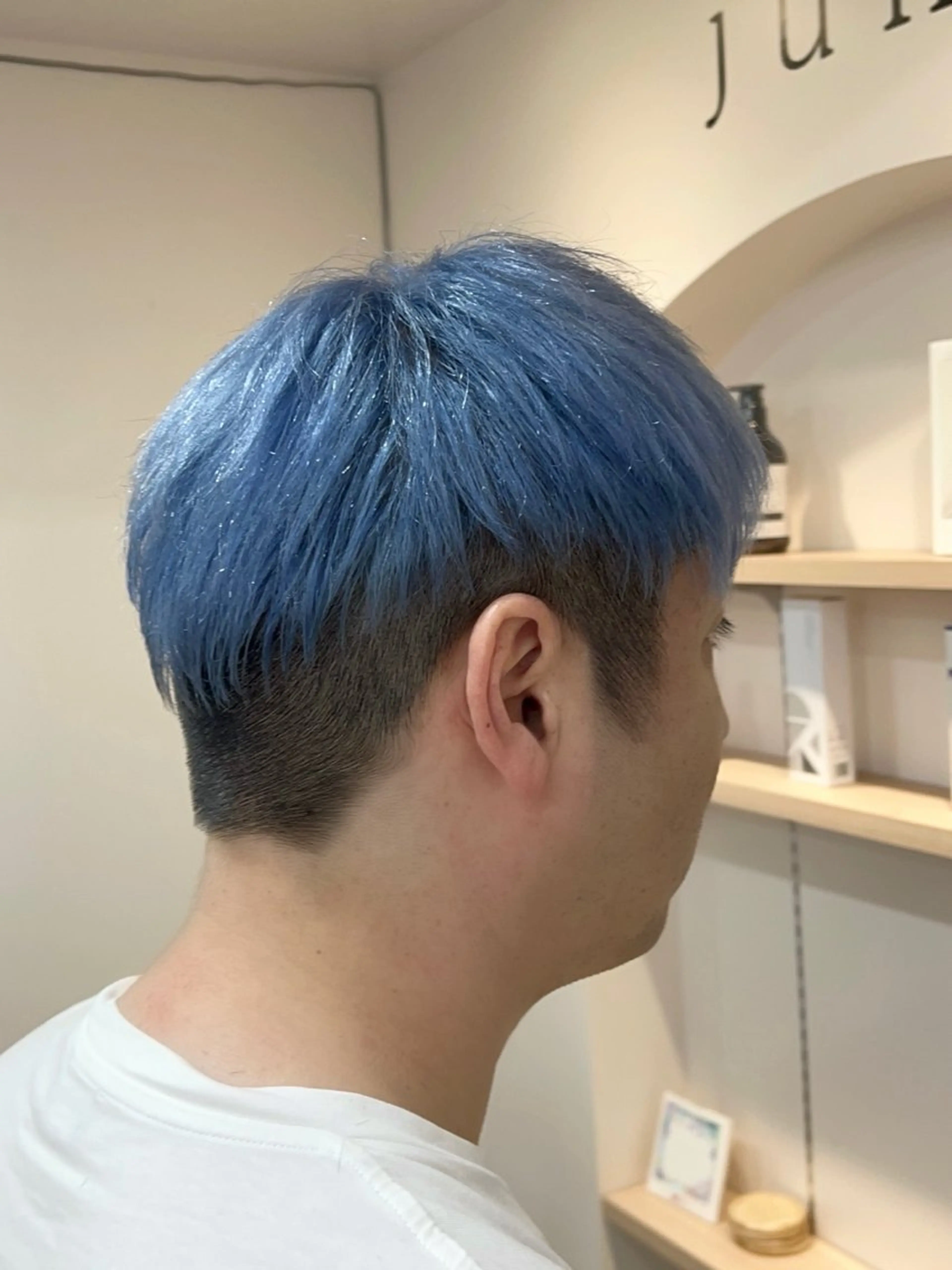 カラー メンズ メンズブリーチ ブリーチ ブルーカラー ヘアカラー トリートメント 透明感/ダブルカラー /🌸ERI🌸のヘアスタイル