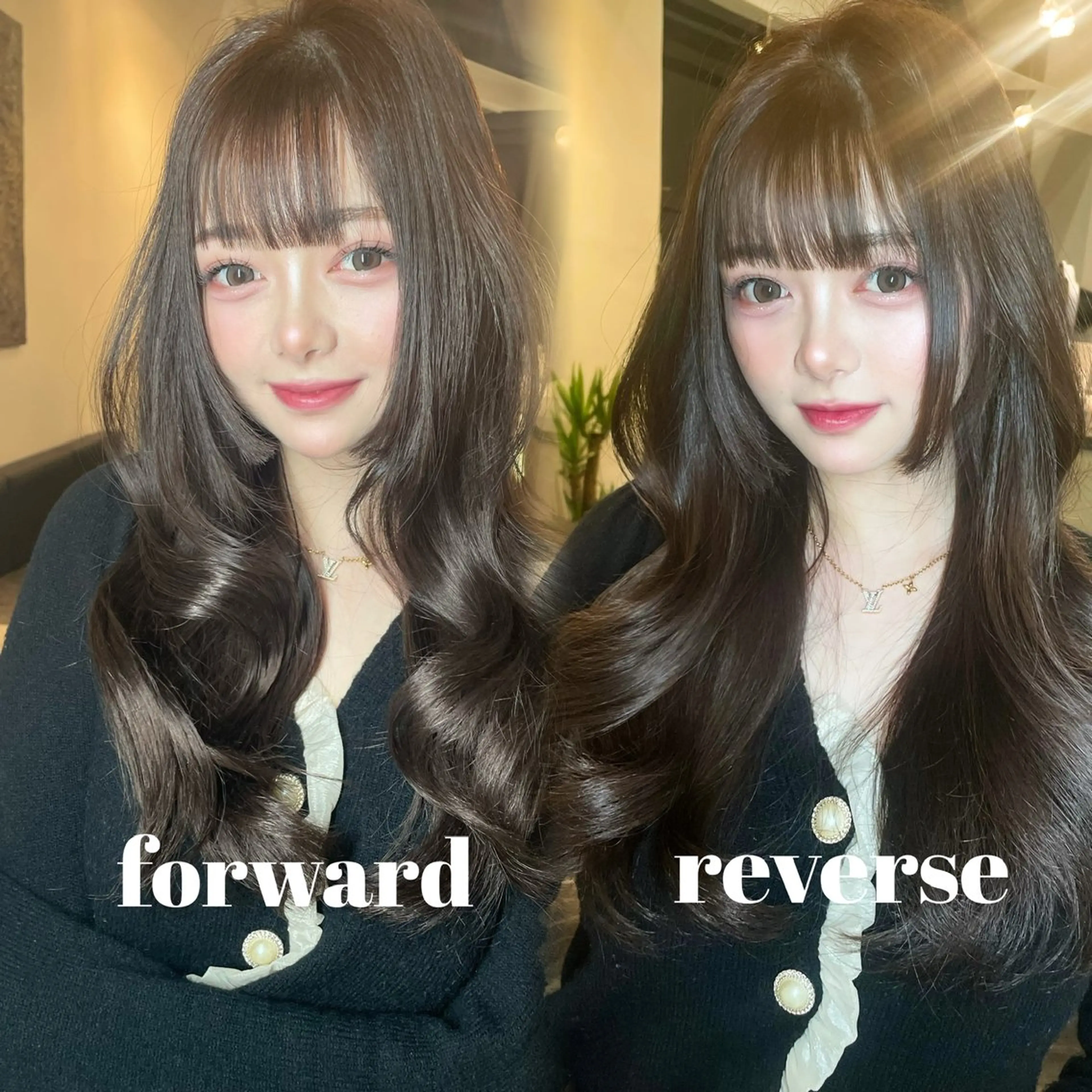 ロング カット ヘアカラー 韓国ヘア🇰🇷 YURIYAのヘアスタイル